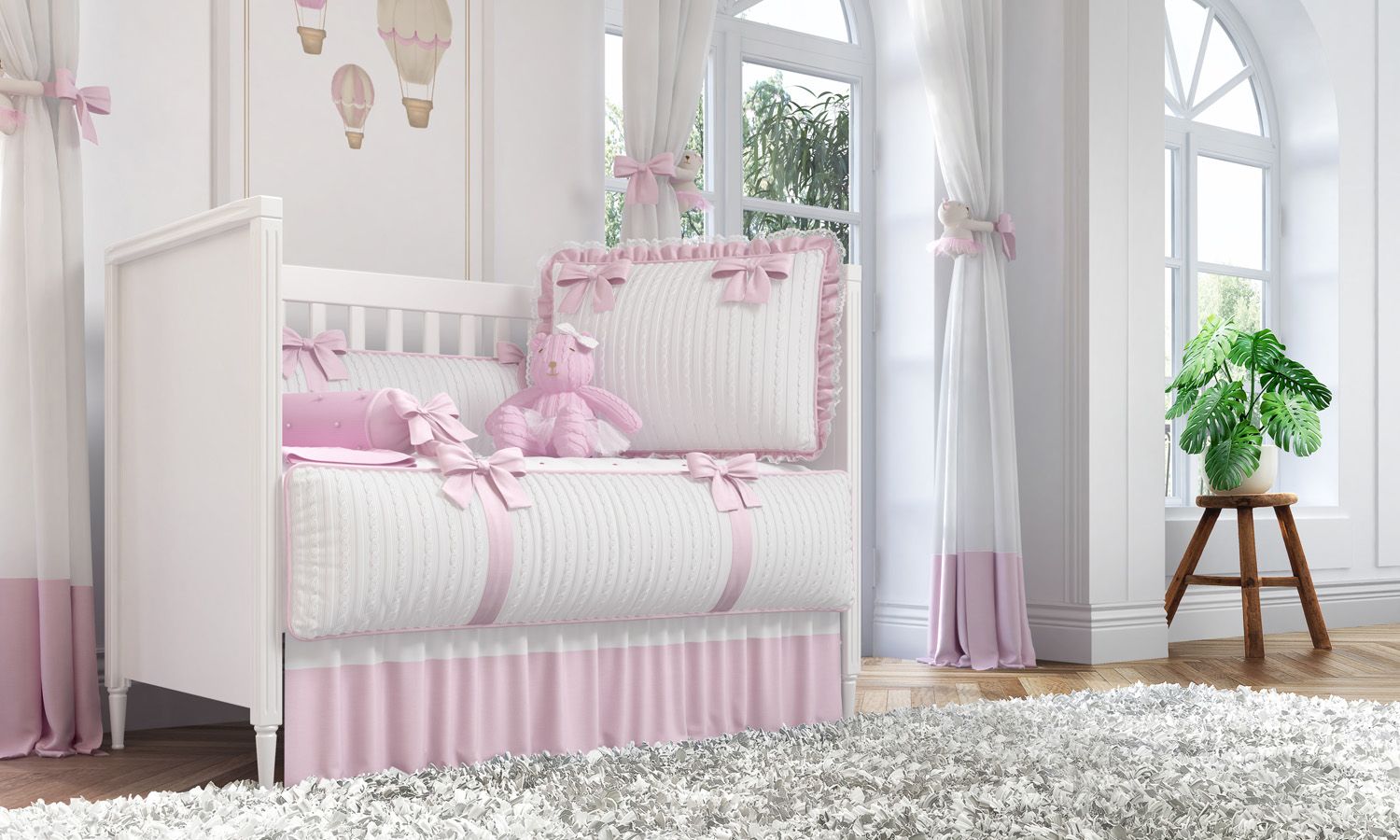 Kit Berço Tricot Luxo Rosa