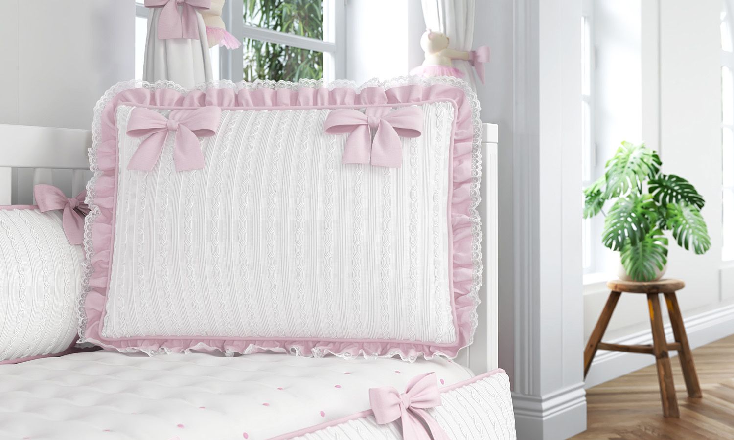 Kit Berço Tricot Luxo Rosa