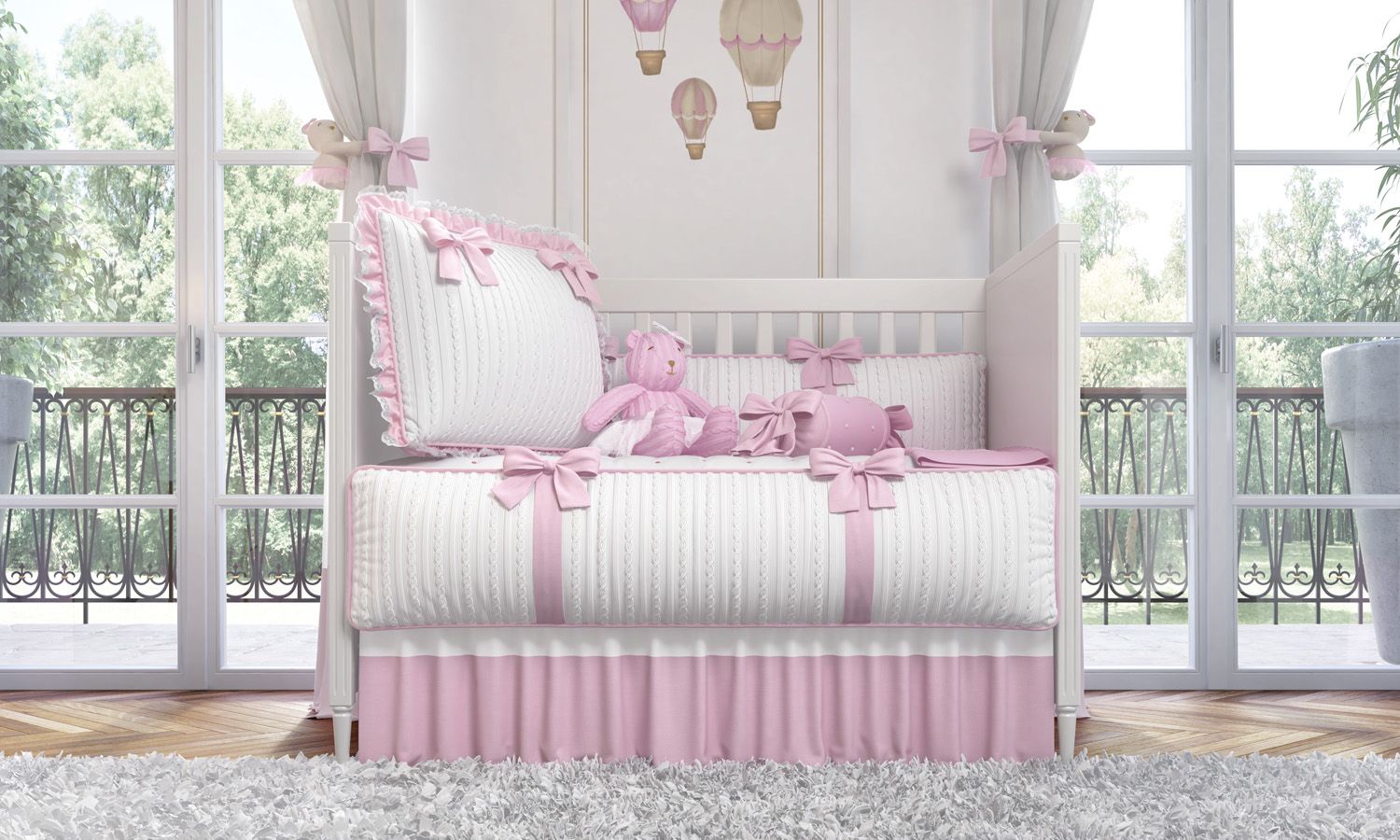 Kit Berço Tricot Luxo Rosa