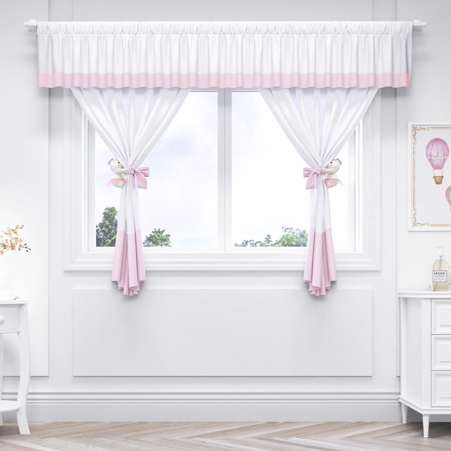 Cortina Luxo Branca/Azul 1,50m