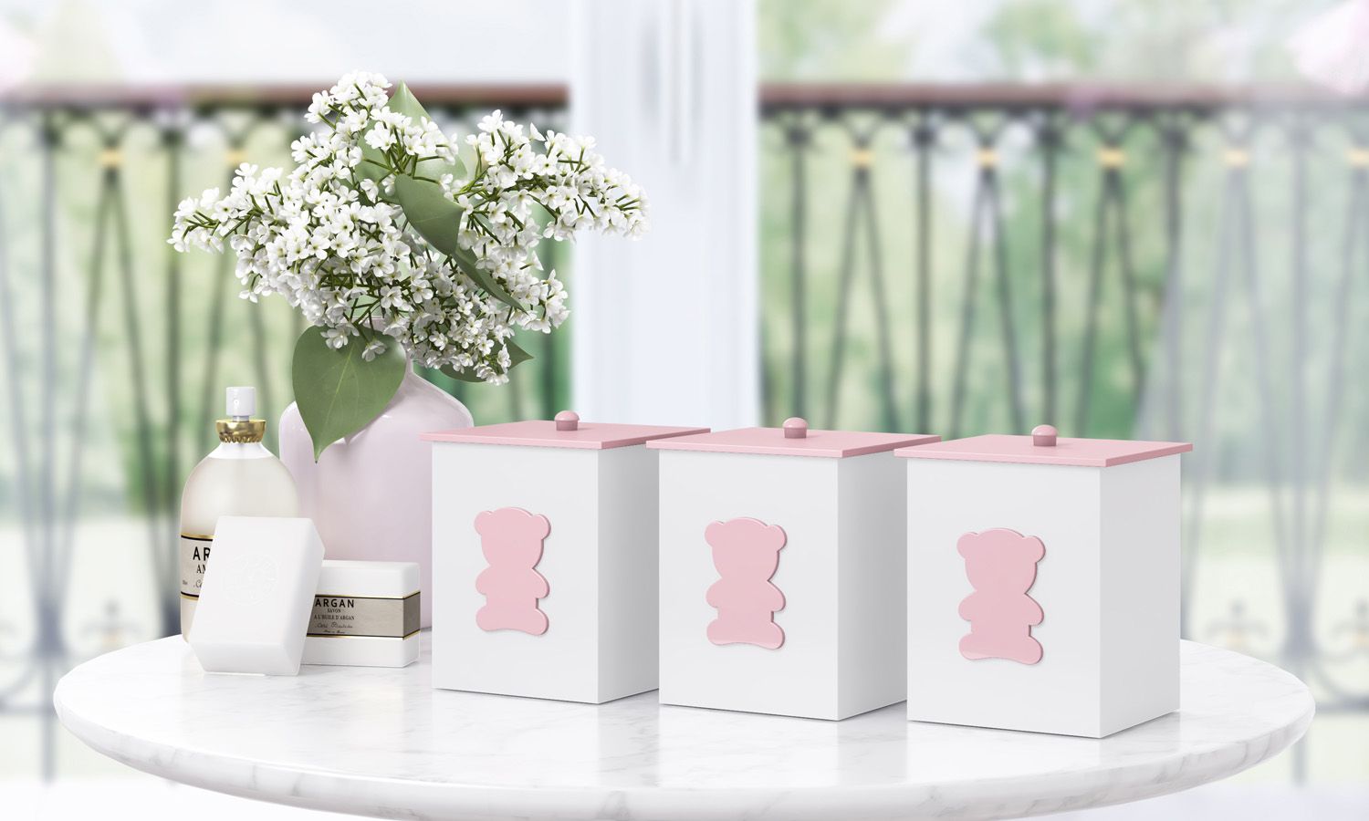 Jogo de Potes Urso Luxo Azul