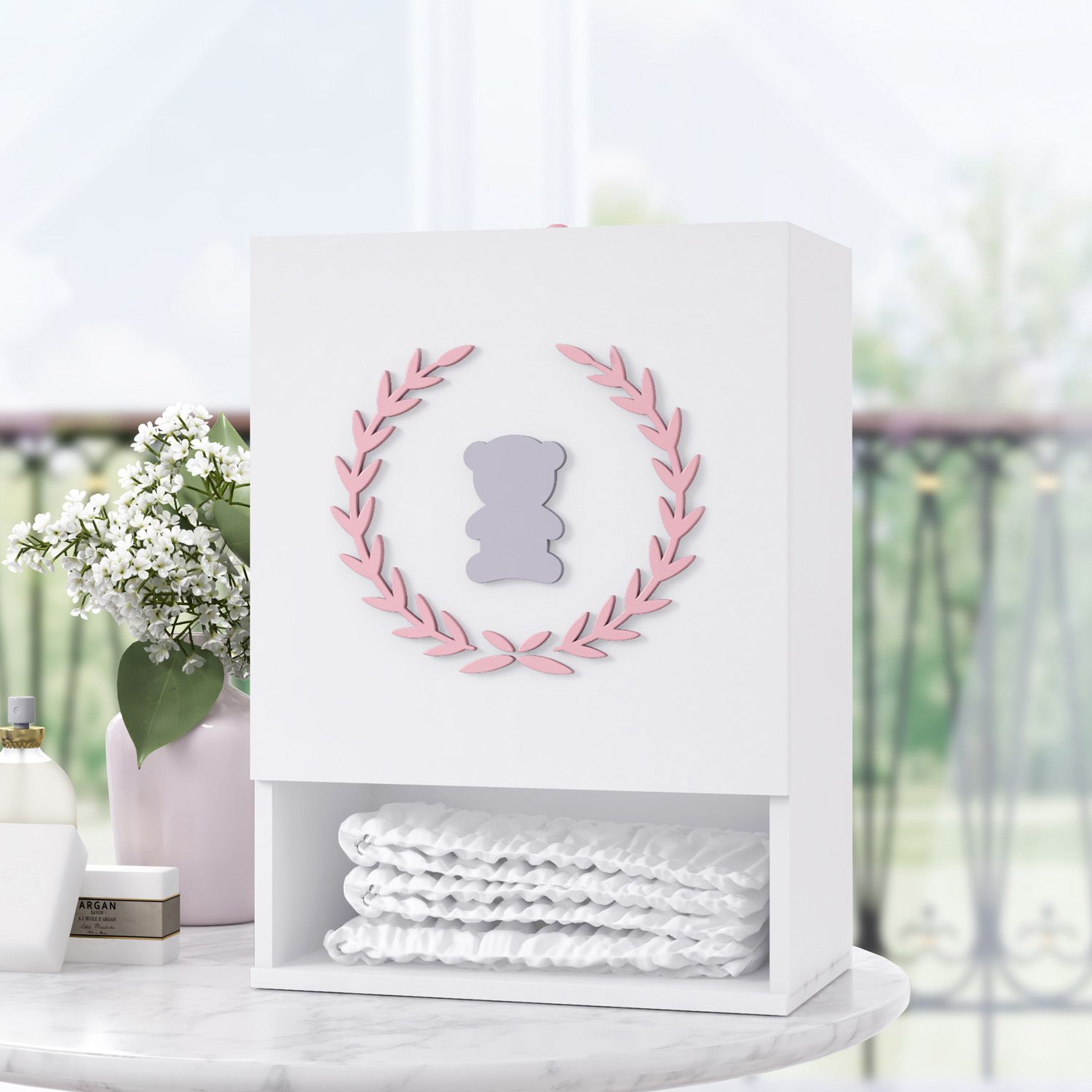 Porta Fraldas MDF Urso Luxo Azul