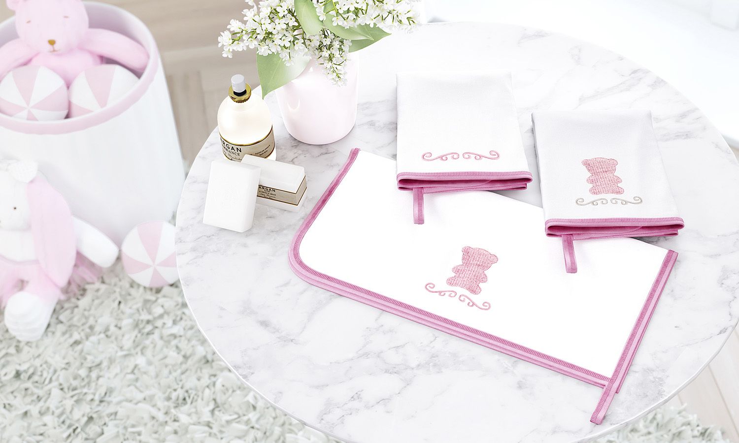 Jogo de Fraldas de Boca Malha Urso Luxo Azul