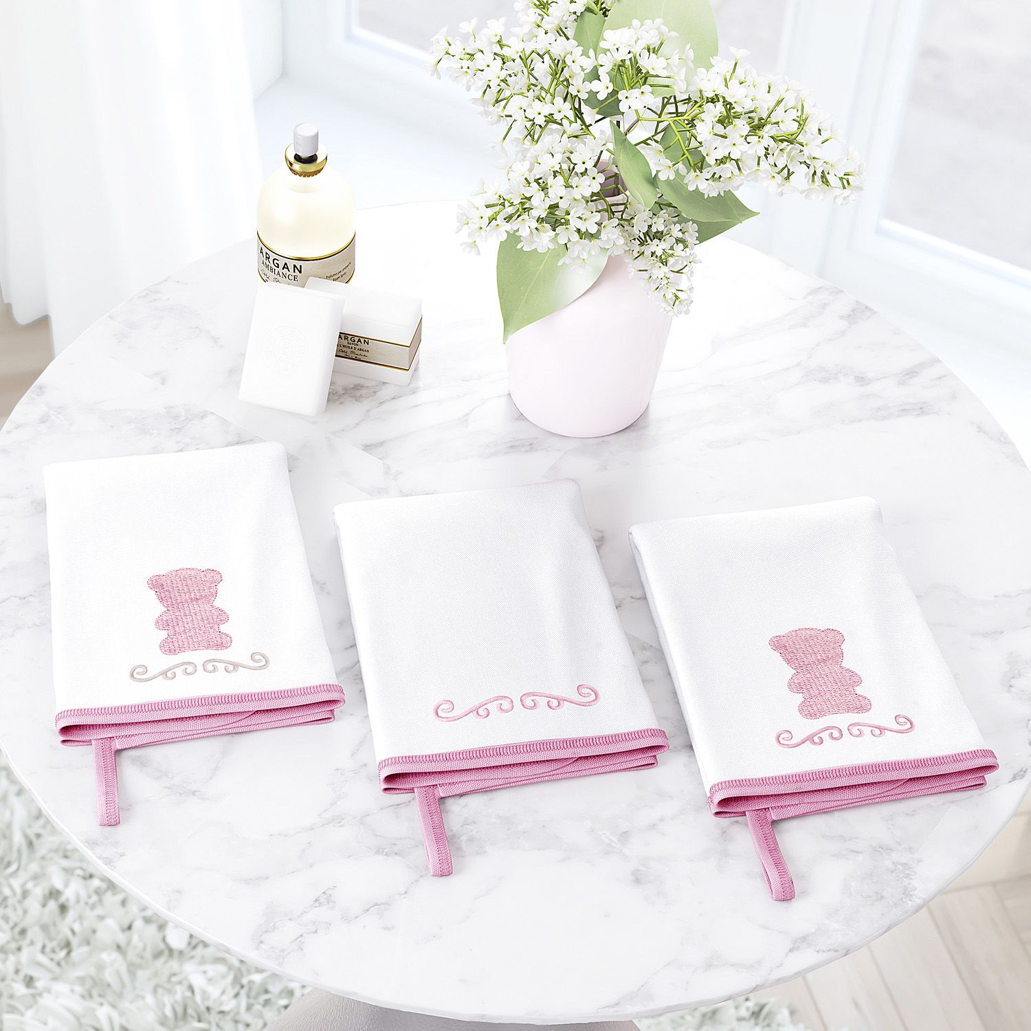 Jogo de Fraldas de Boca Malha Urso Luxo Azul