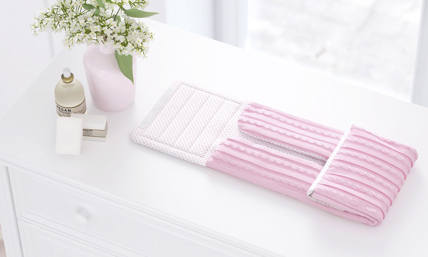 Trocador de Fraldas Portátil Tricot Luxo Rosa 85x40cm