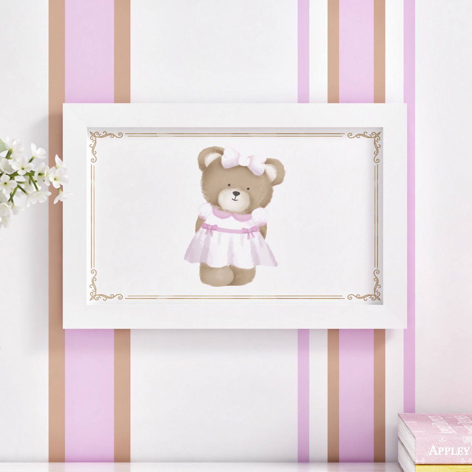 Quadro Urso Luxo Branco 33cm 