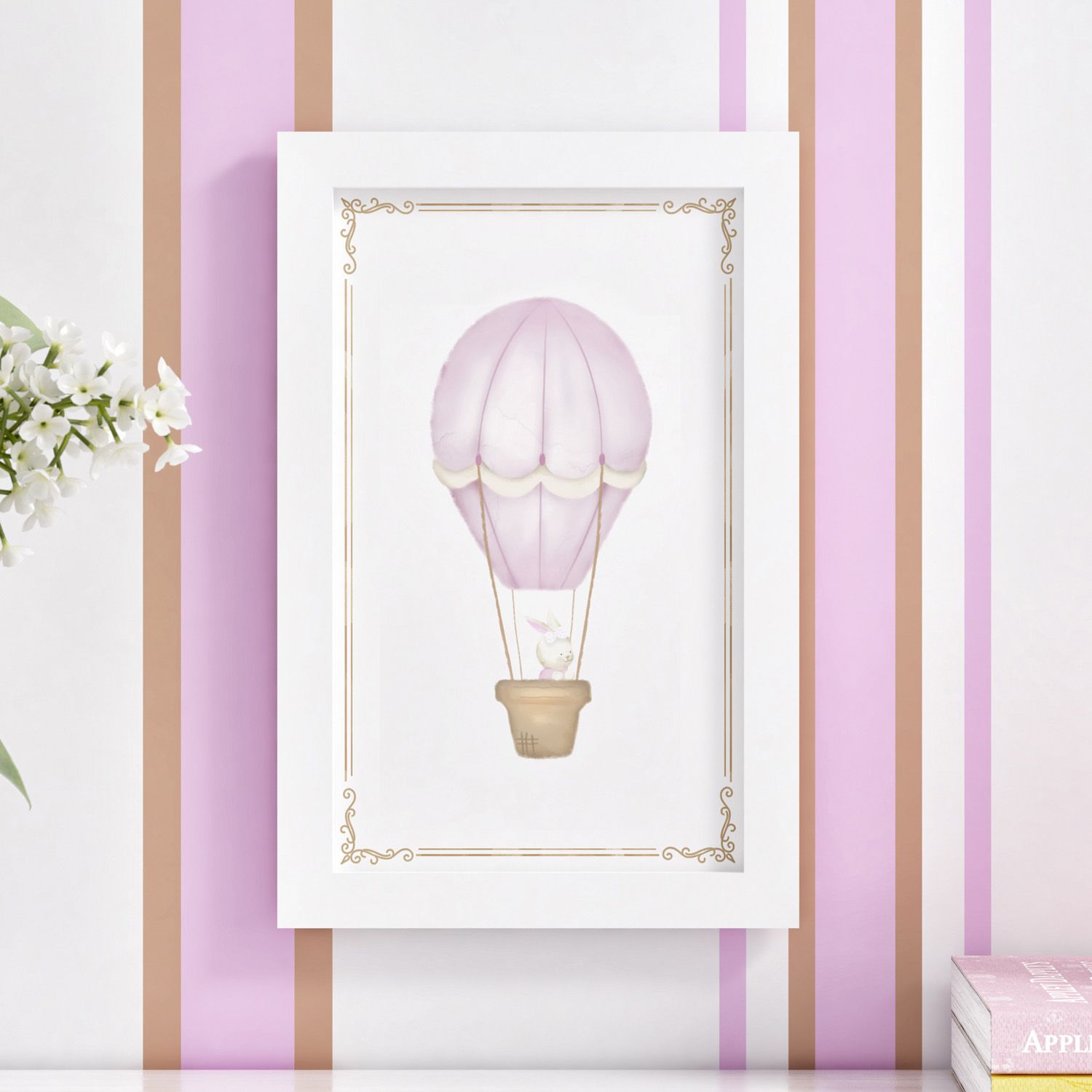 Quadro Coelho no Balão Azul 25cm 