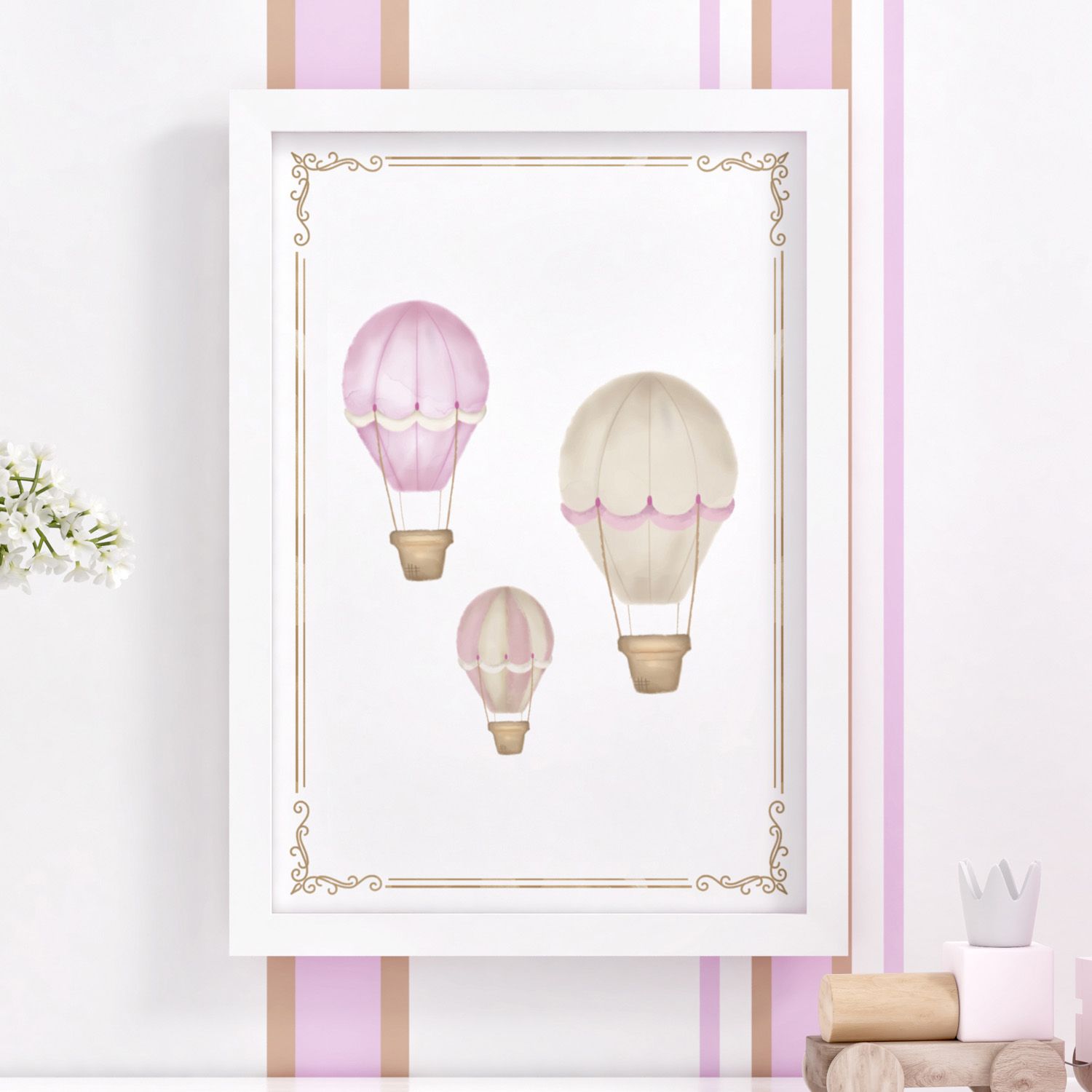 Quadro Balões Rosa 34cm 