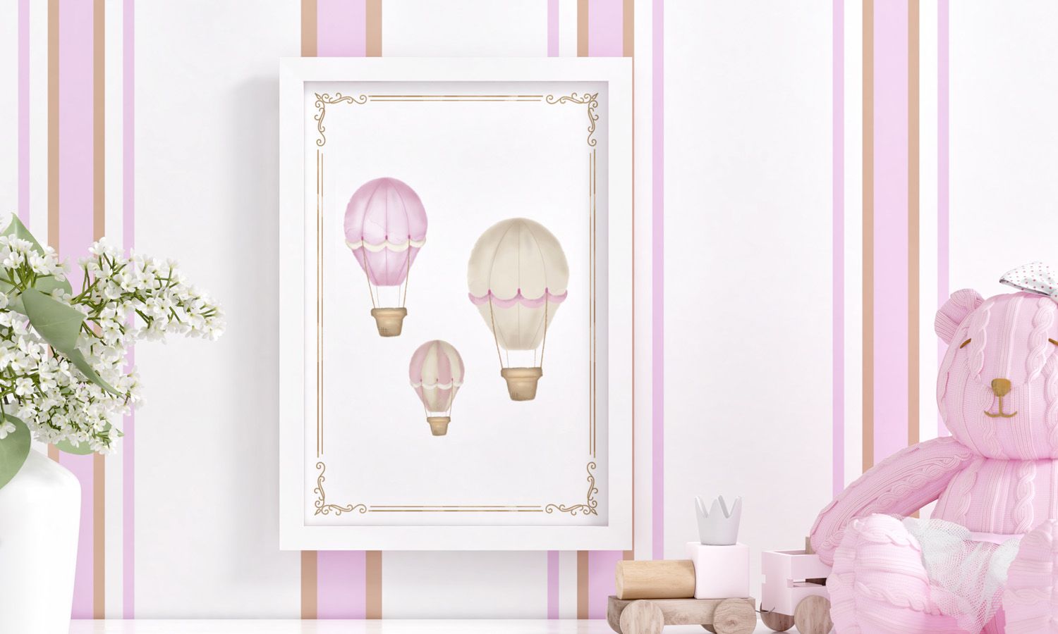 Quadro Balões Rosa 34cm  - imagem 2