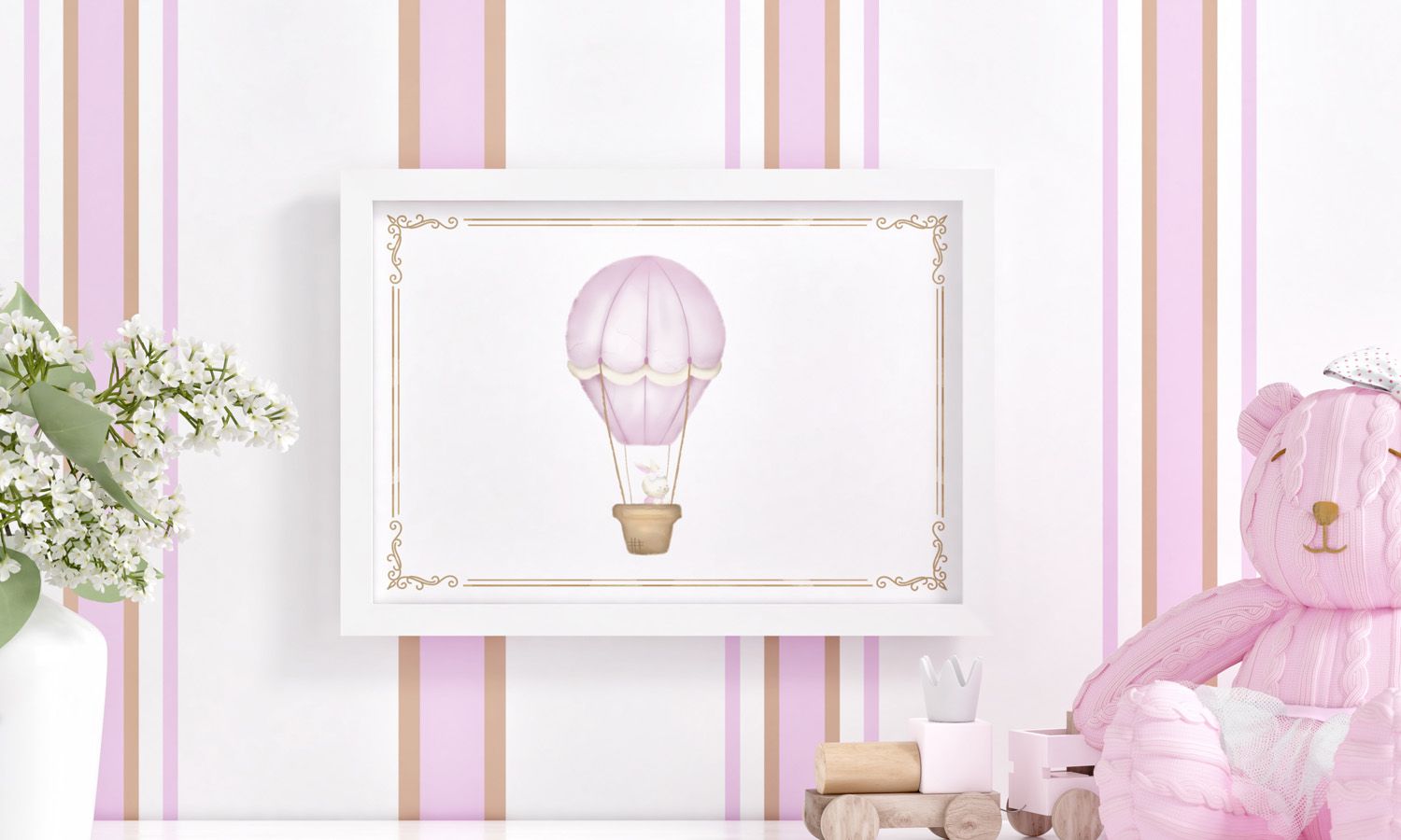 Quadro Coelha no Balão Rosa 46cm  - imagem 2