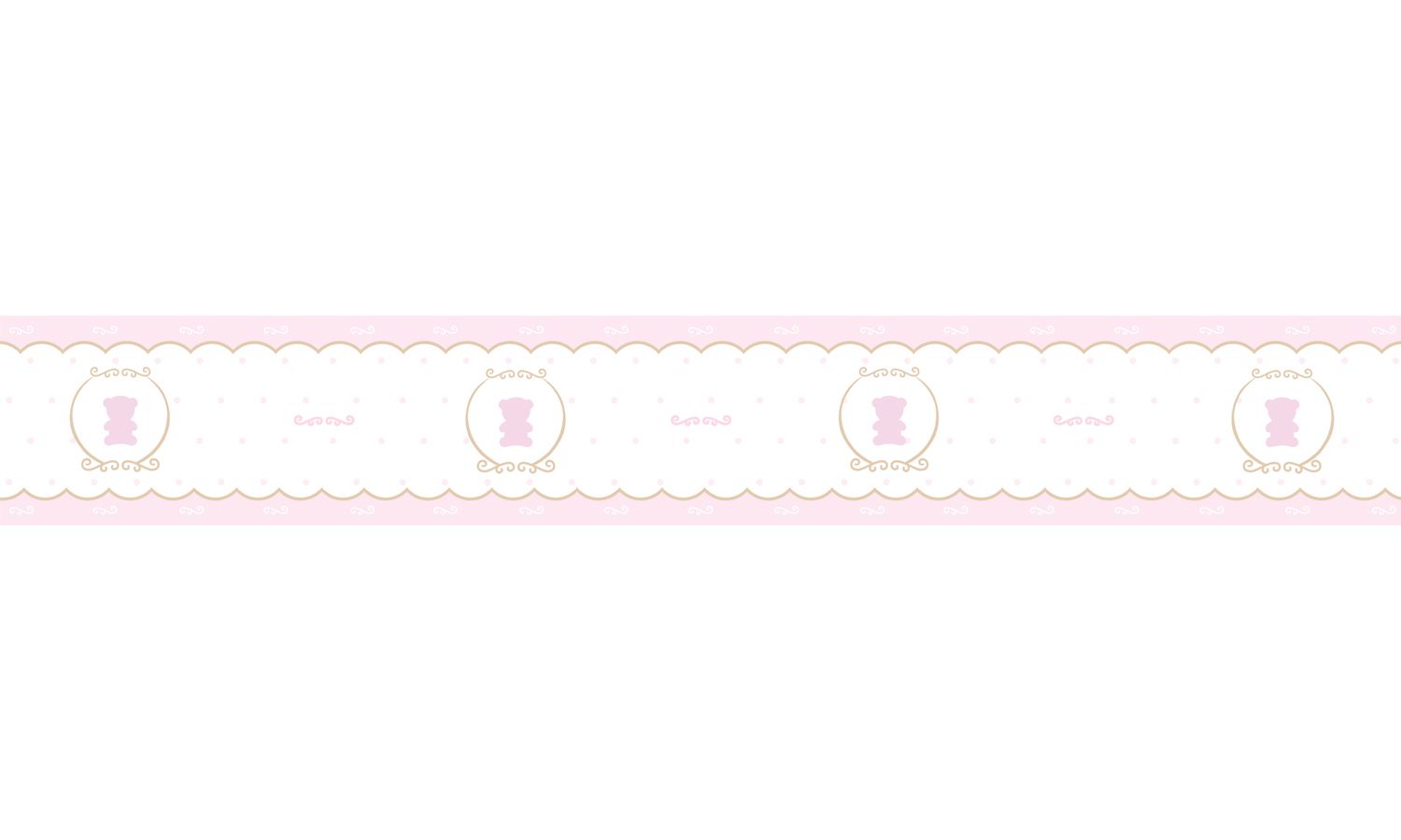 Faixa Adesiva de Parede Ursa Luxo Rosa