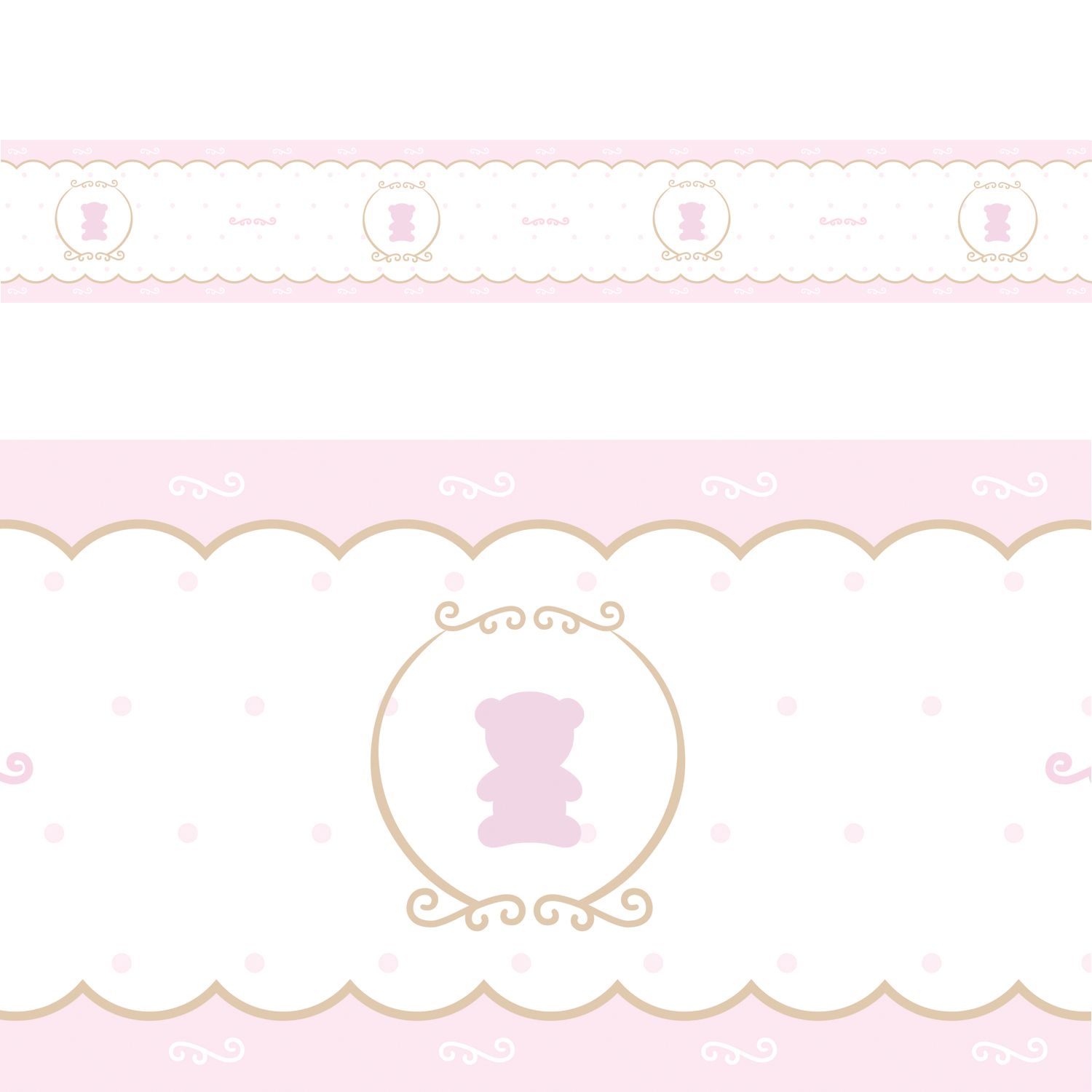 Faixa Adesiva de Parede Ursa Luxo Rosa