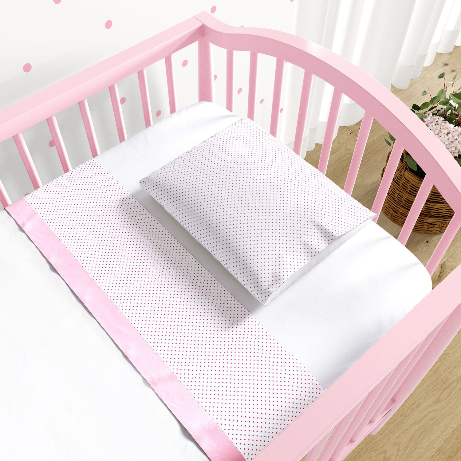 Jogo de Lençol Berço Poá Luxo Rosa 3 peças