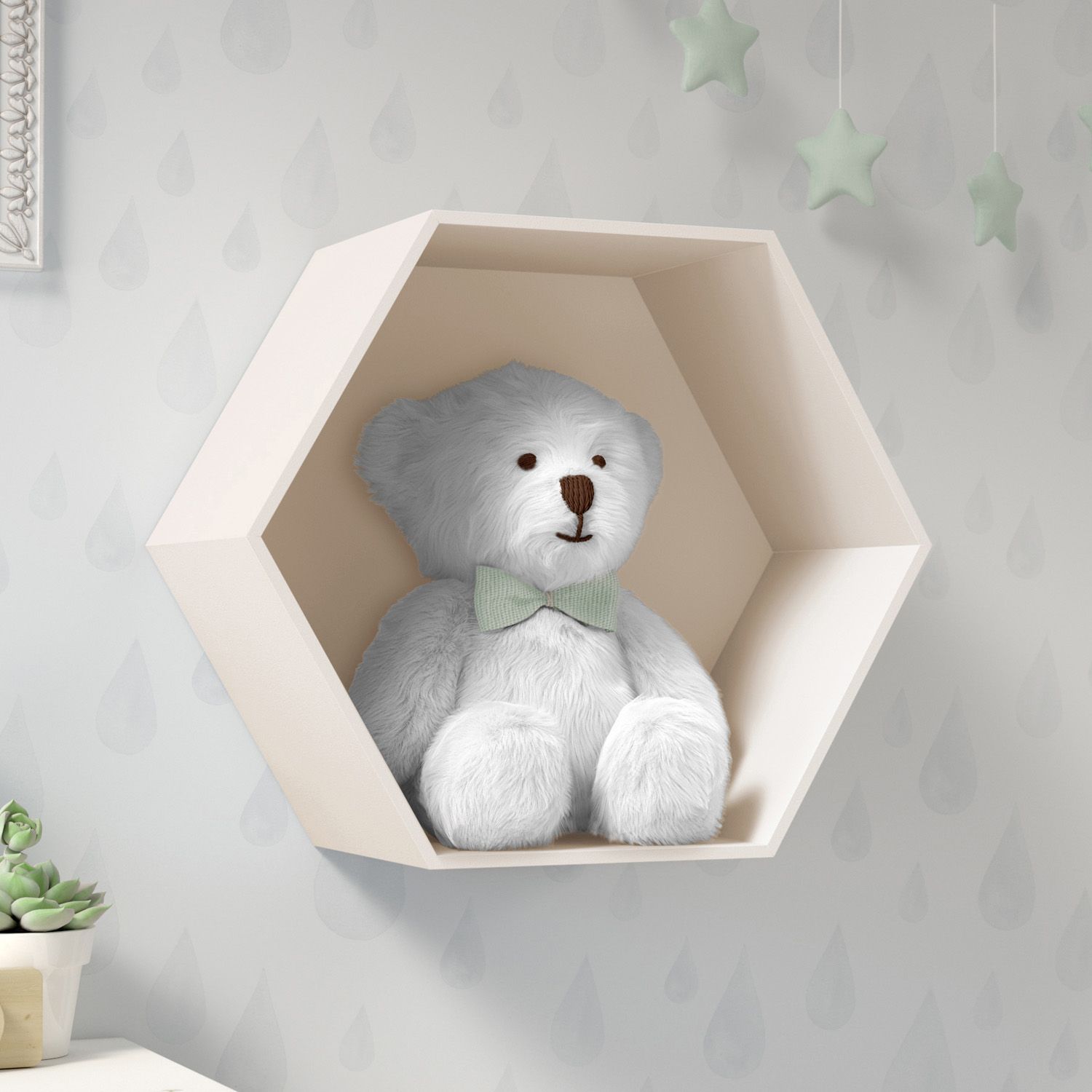 Nicho de Madeira Colmeia Branco 30cm