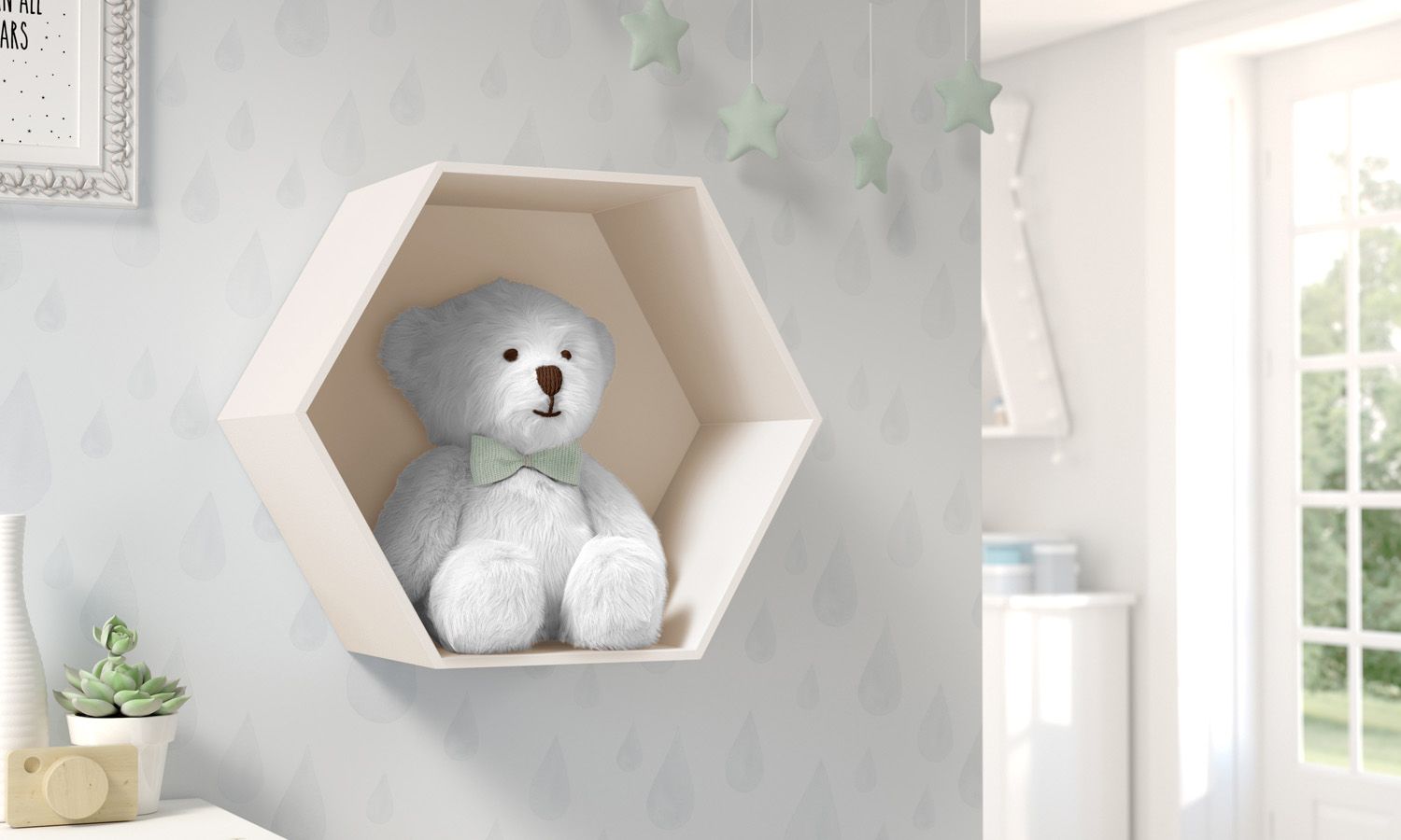 Nicho de Madeira Colmeia Branco 30cm