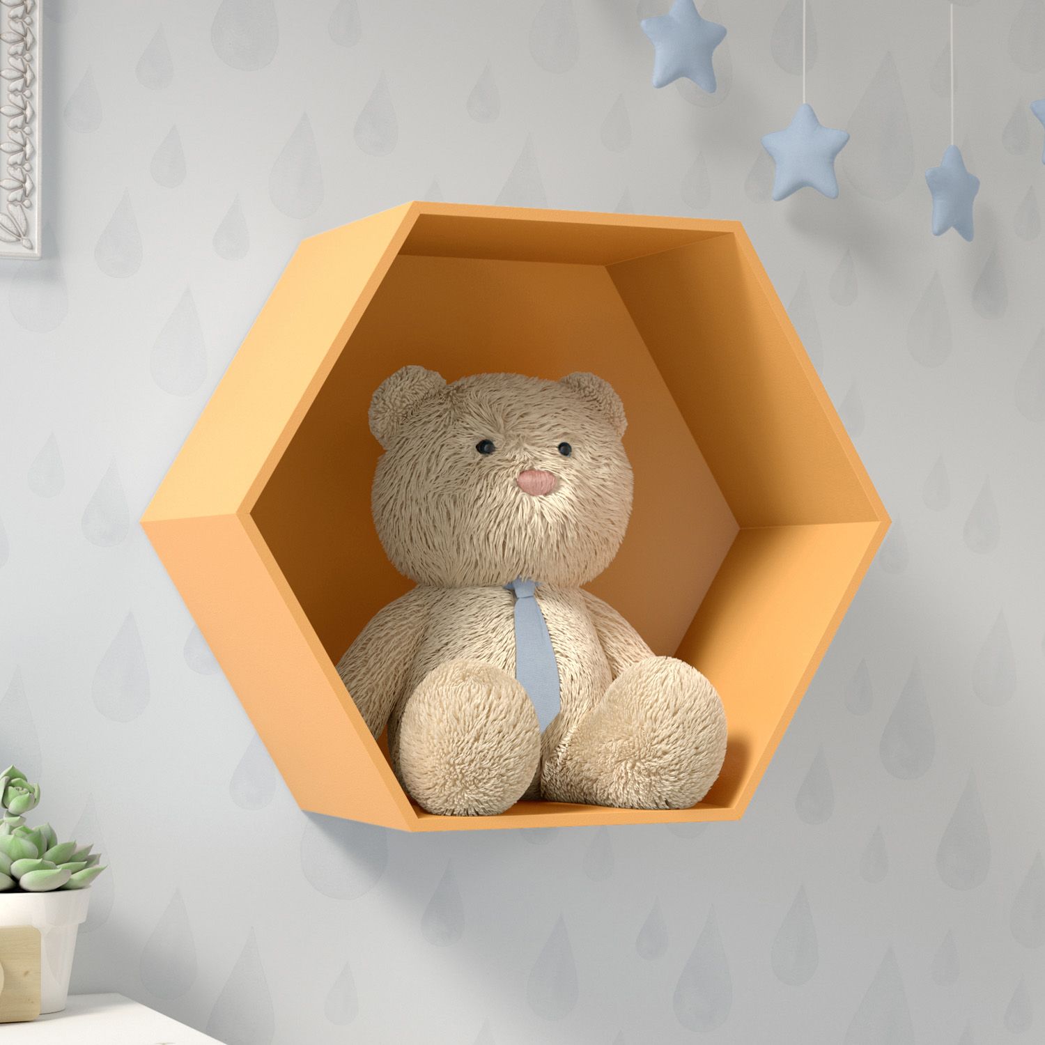 Nicho de Madeira Colmeia Branco 30cm