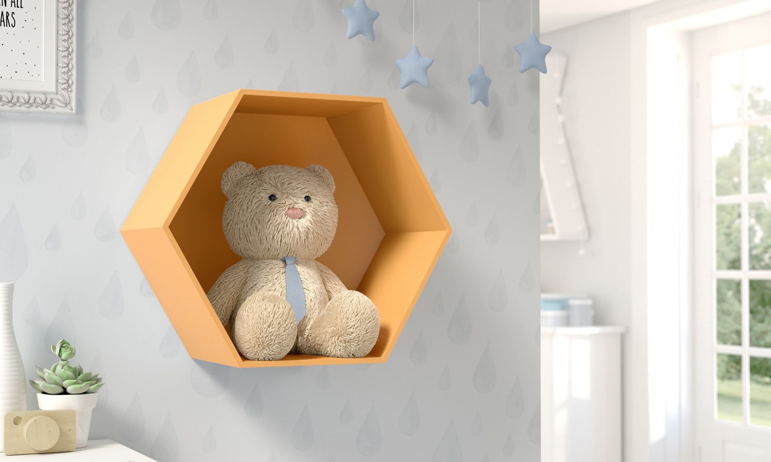 Nicho de Madeira Colmeia Branco 30cm