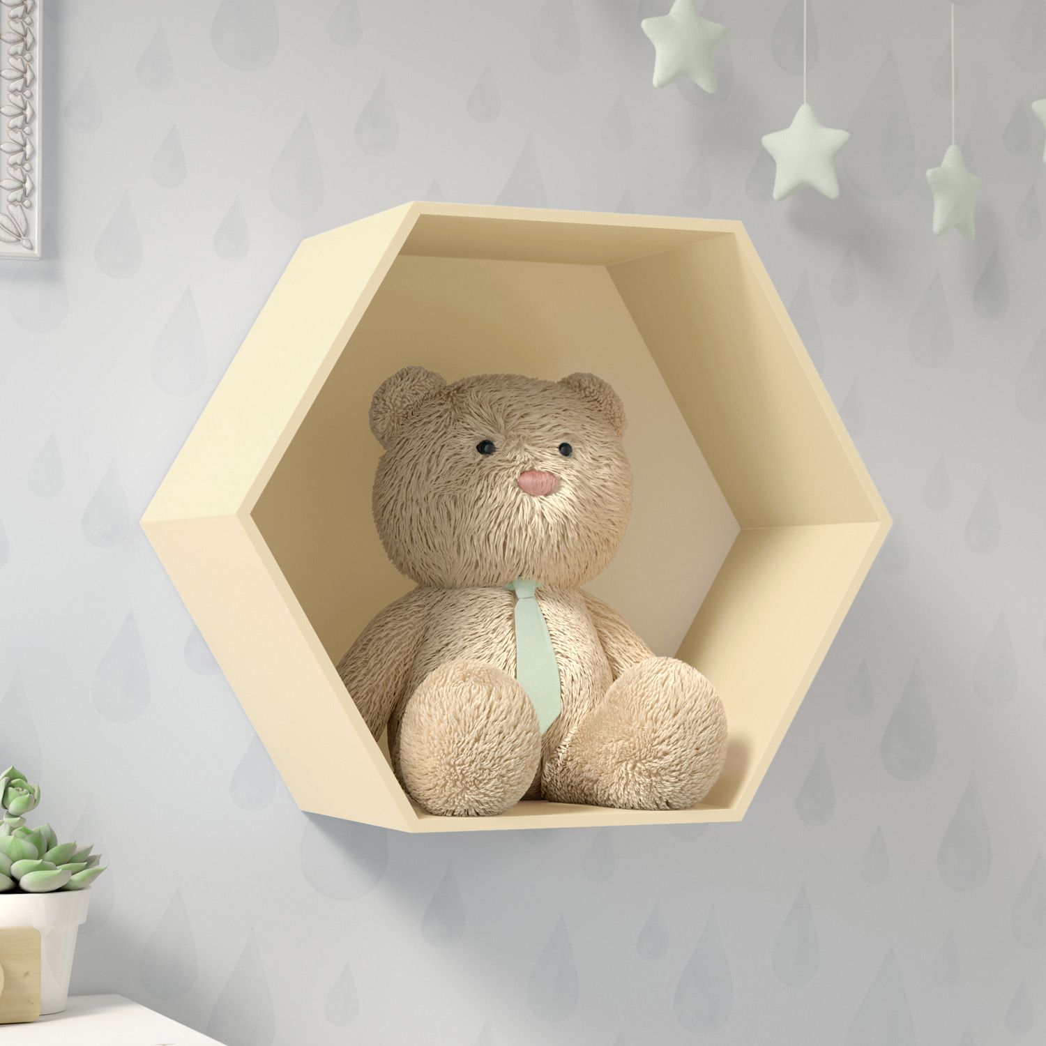 Nicho de Madeira Colmeia Branco 30cm