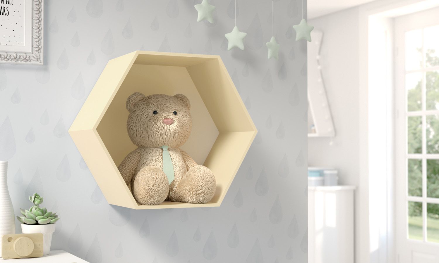 Nicho de Madeira Colmeia Branco 30cm