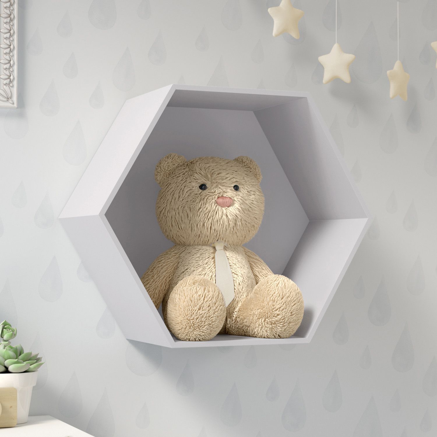 Nicho de Madeira Colmeia Branco 30cm