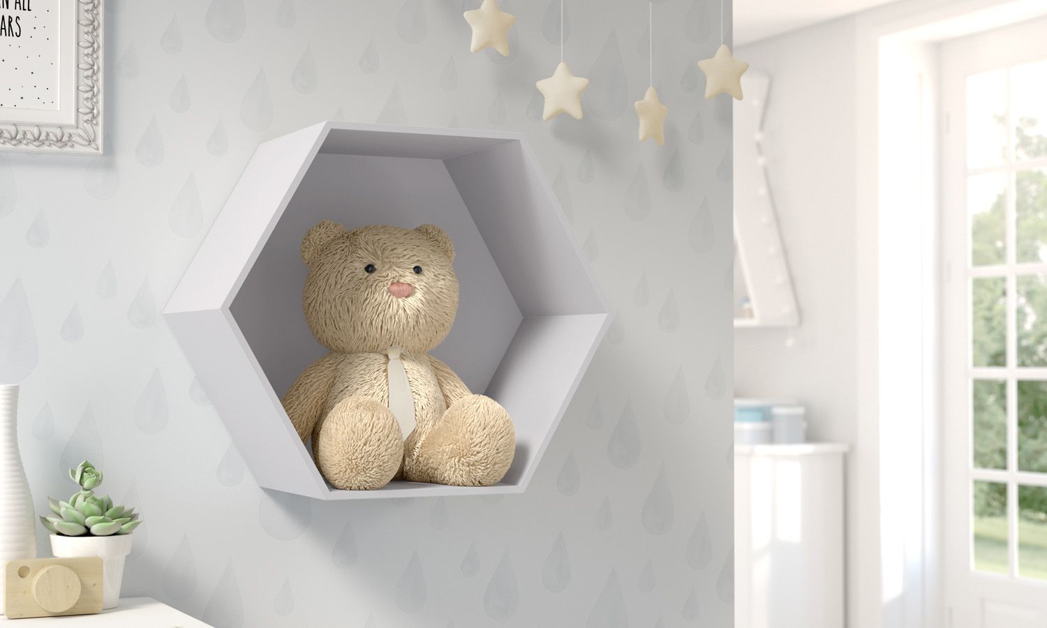 Nicho de Madeira Colmeia Branco 30cm