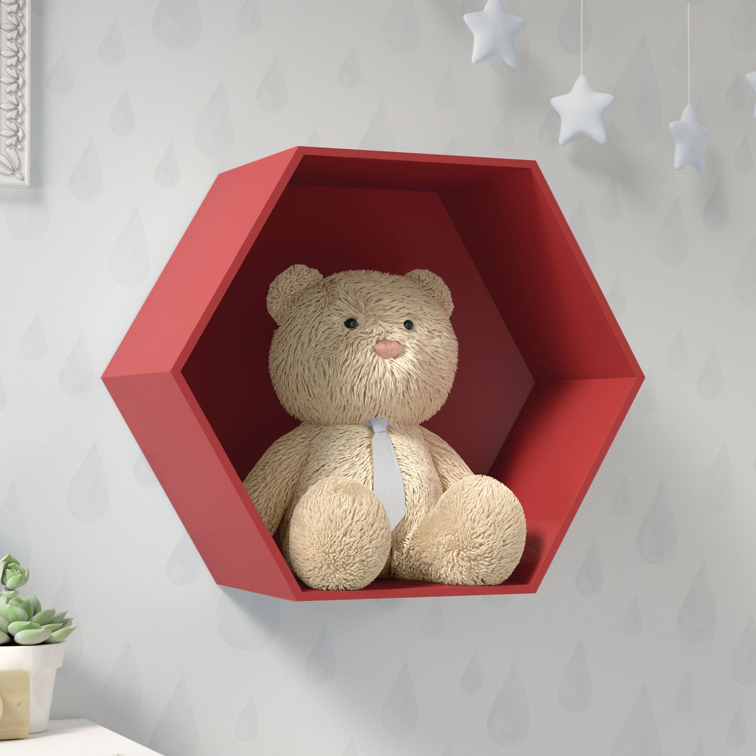 Nicho de Madeira Colmeia Branco 30cm