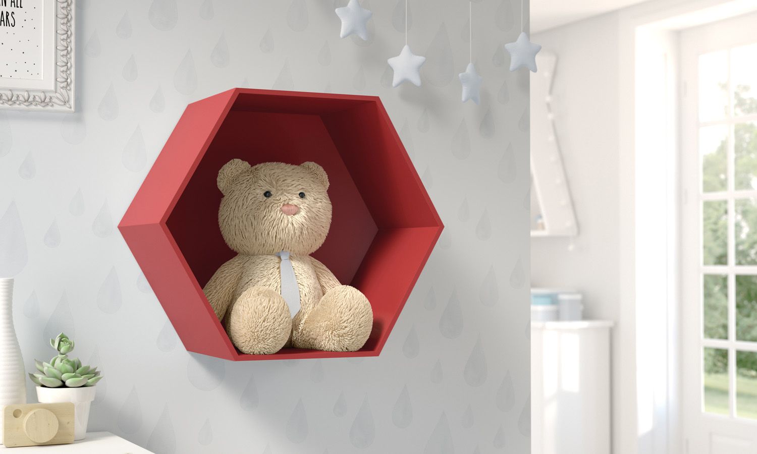 Nicho de Madeira Colmeia Branco 30cm