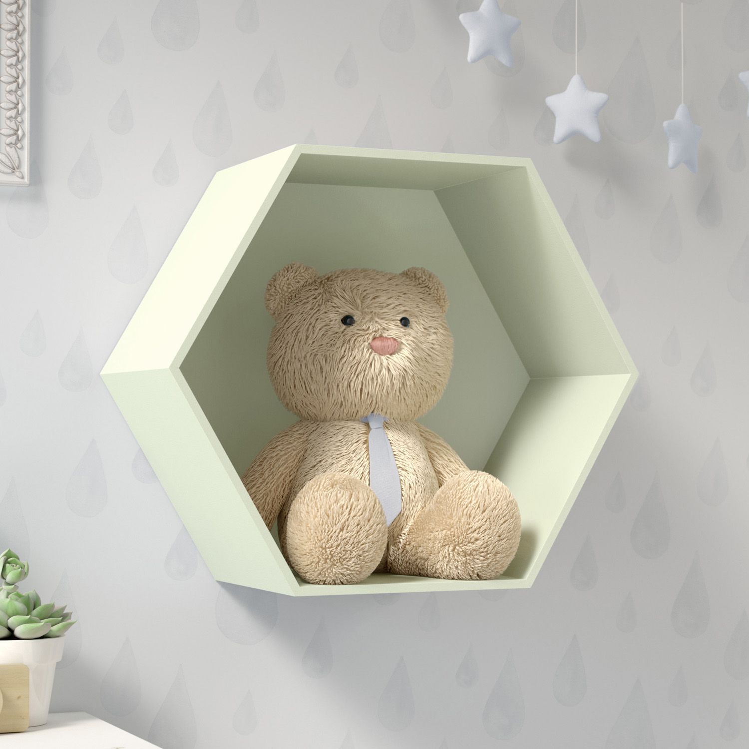 Nicho de Madeira Colmeia Branco 30cm