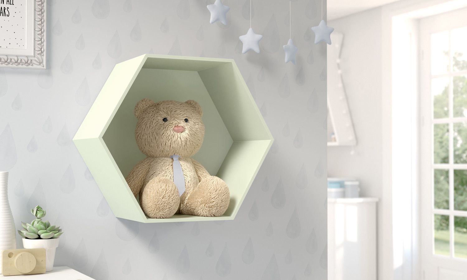 Nicho de Madeira Colmeia Branco 30cm