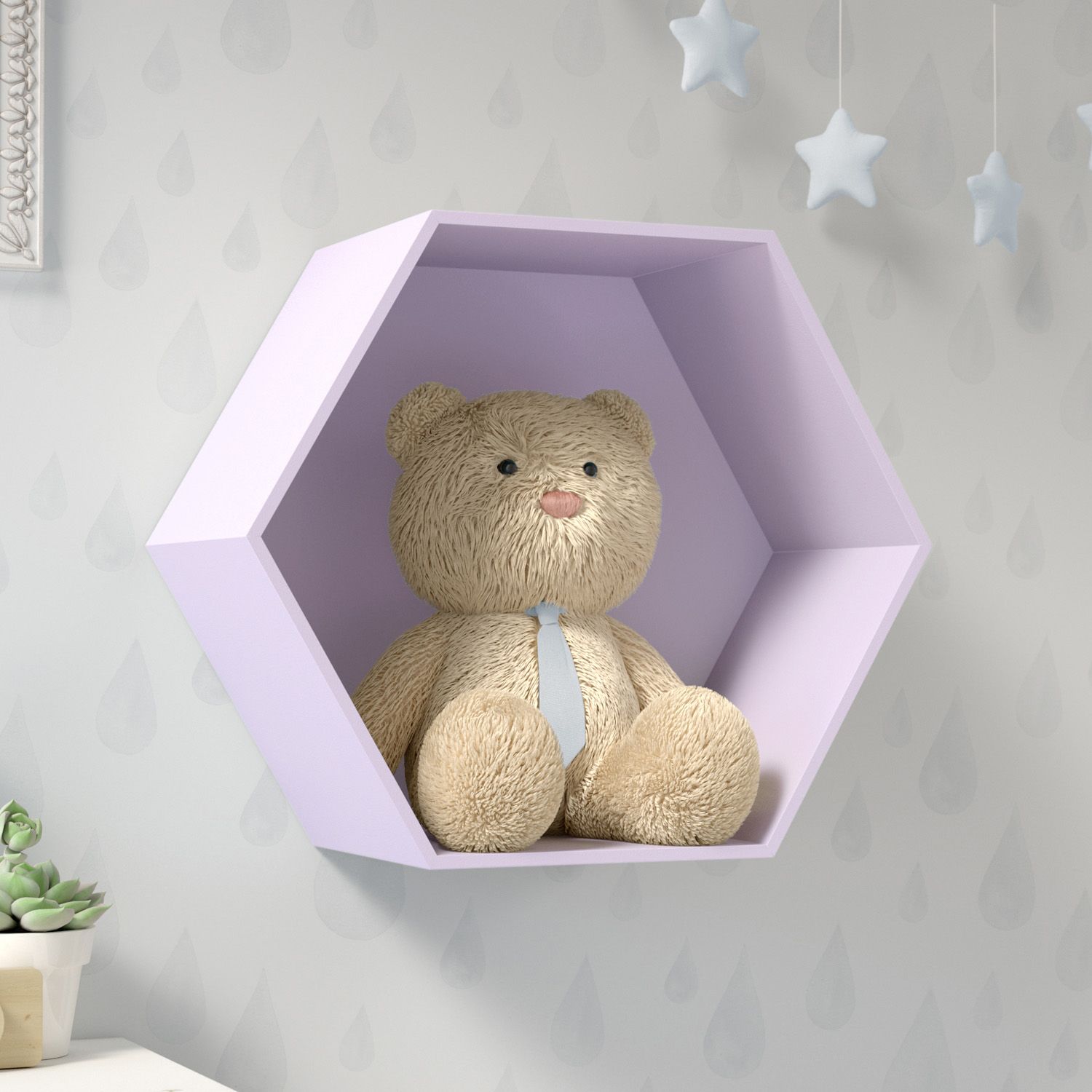 Nicho de Madeira Colmeia Branco 30cm