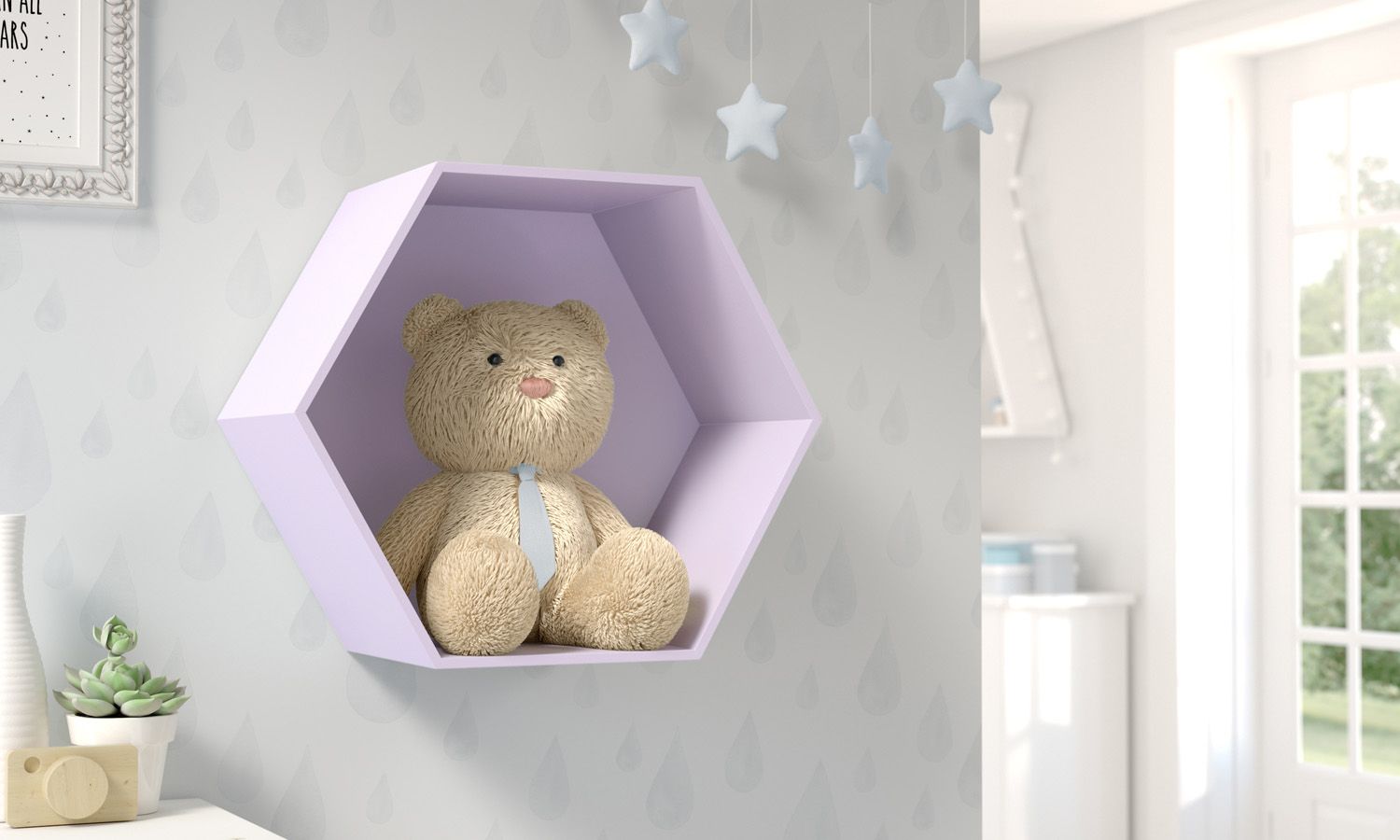 Nicho de Madeira Colmeia Branco 30cm