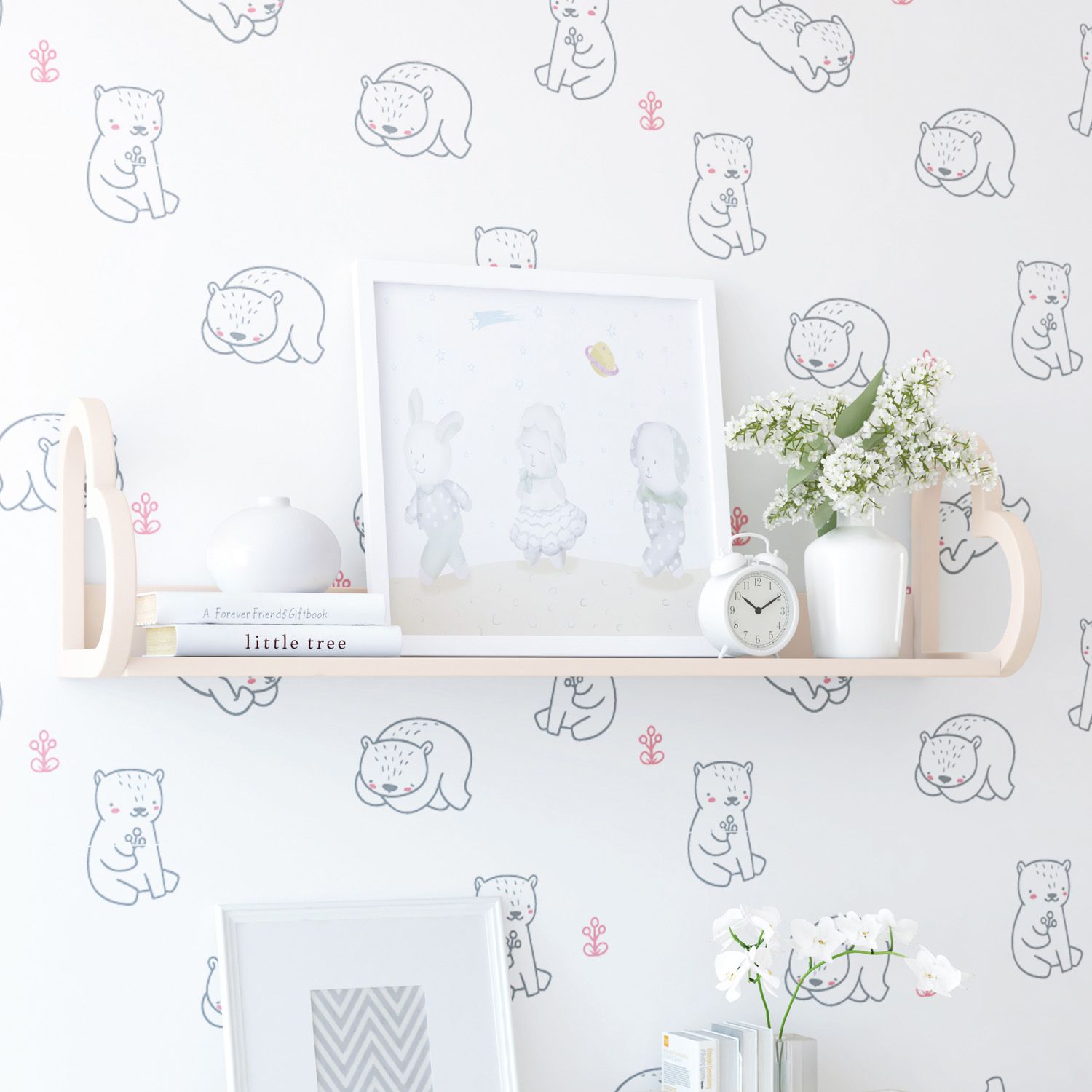 Prateleira para Livros Coração Rosa