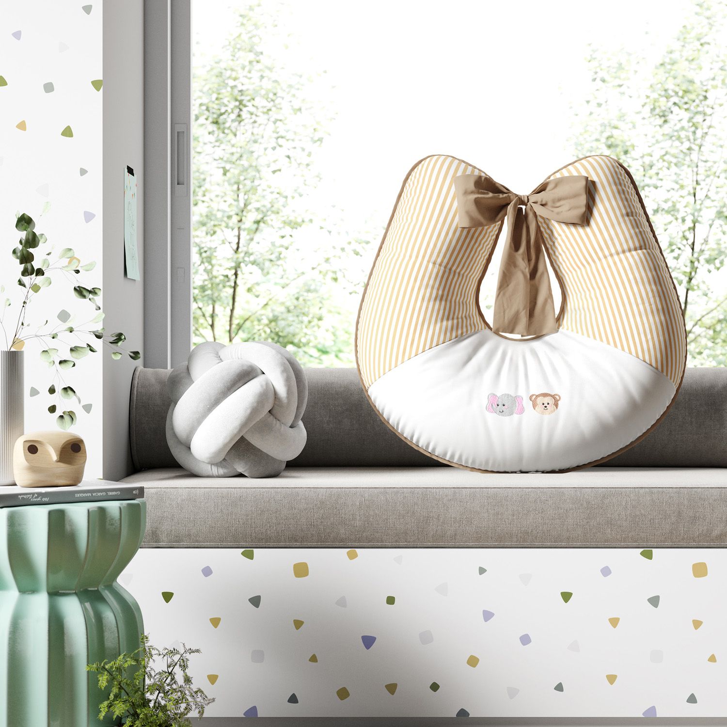 Almofada Amamentação Elefante e Macaco Amiguinhos Safári