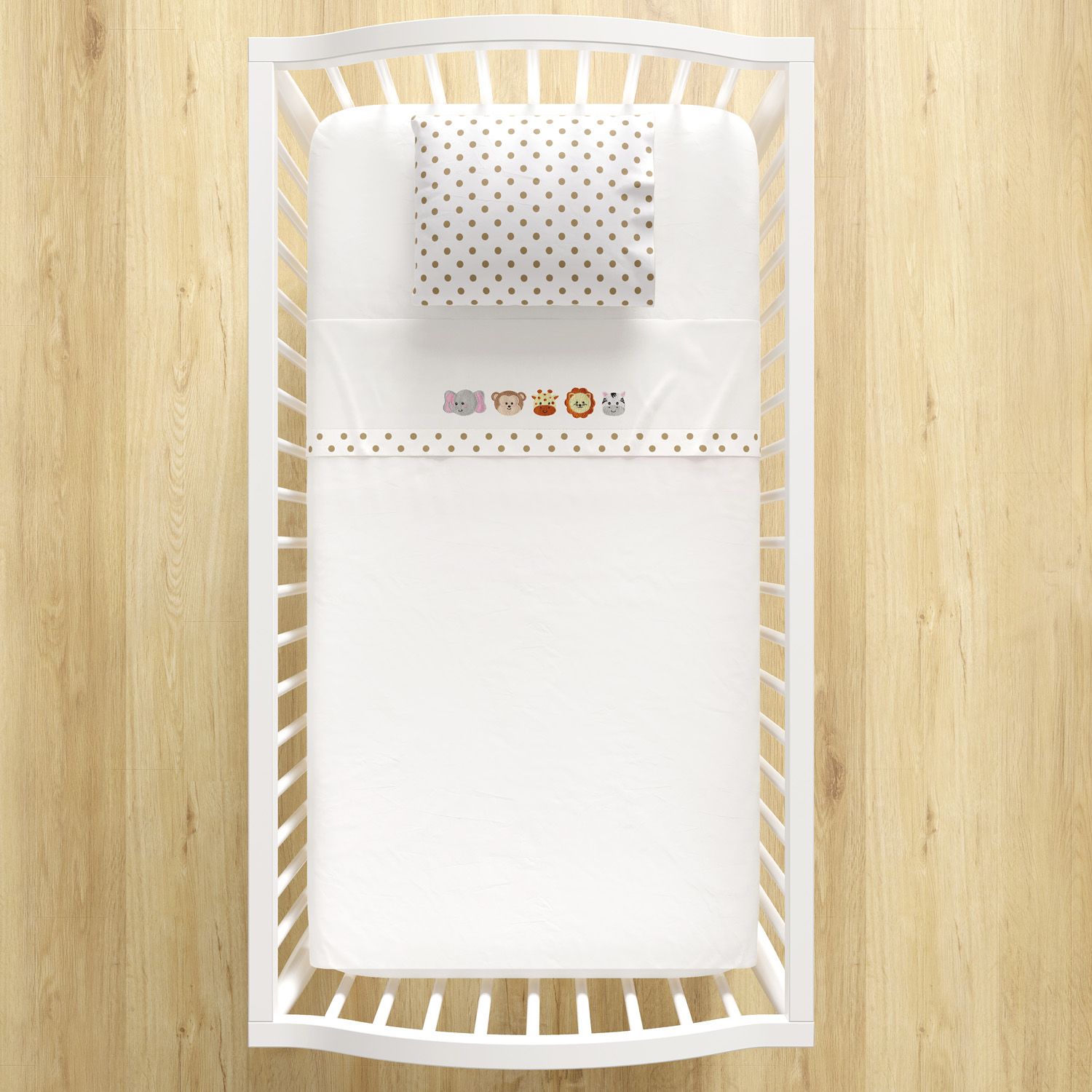 Jogo de Lençol Berço Bordado Amiguinhos Safári 3 peças