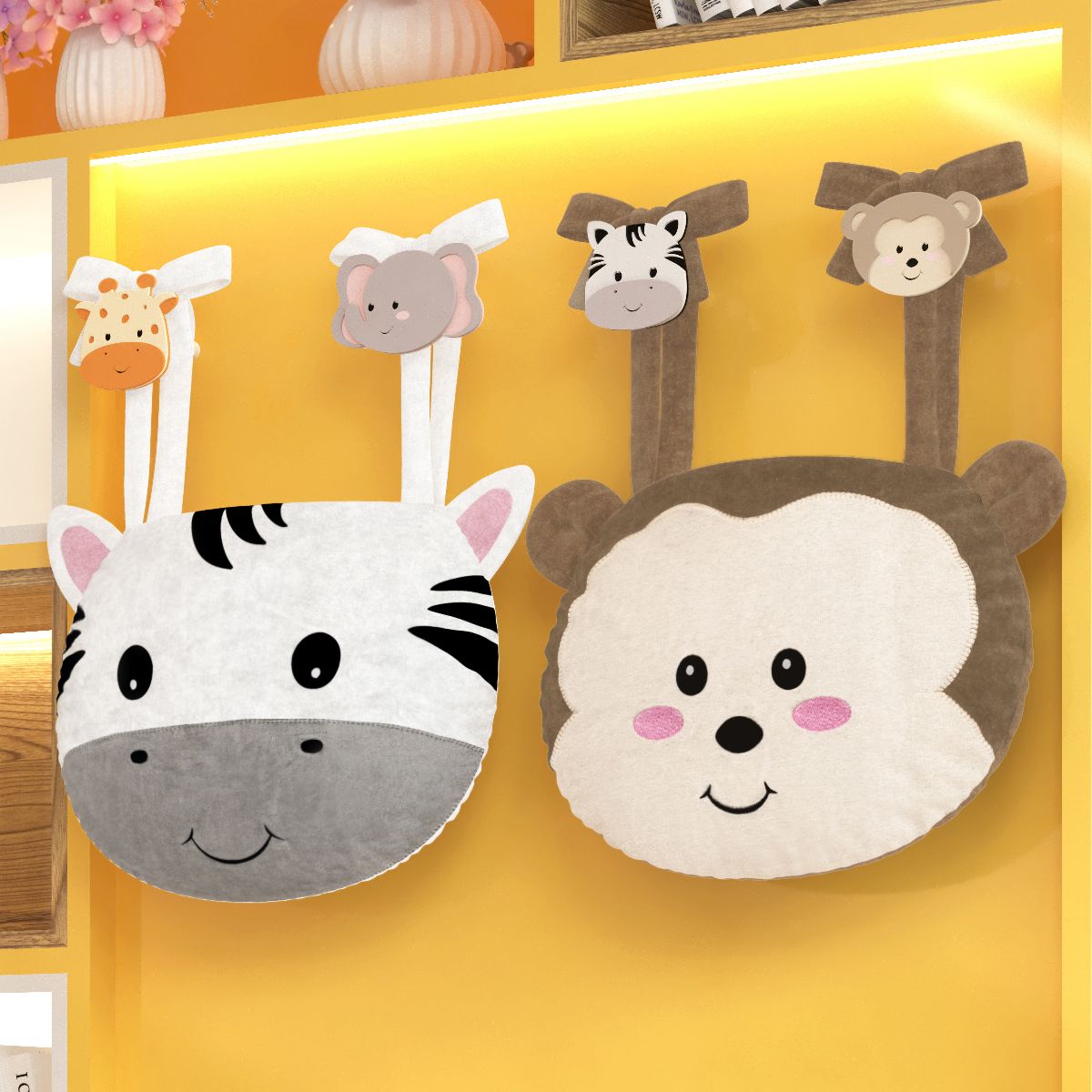 Porta Fraldas Varão Macaco e Zebra Amiguinhos Safári 2 Peças