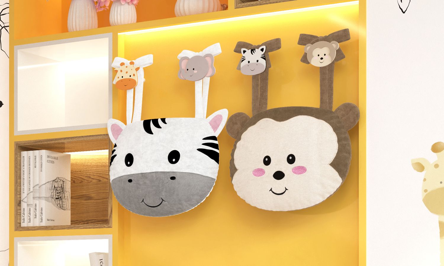 Porta Fraldas Varão Macaco e Zebra Amiguinhos Safári 2 Peças