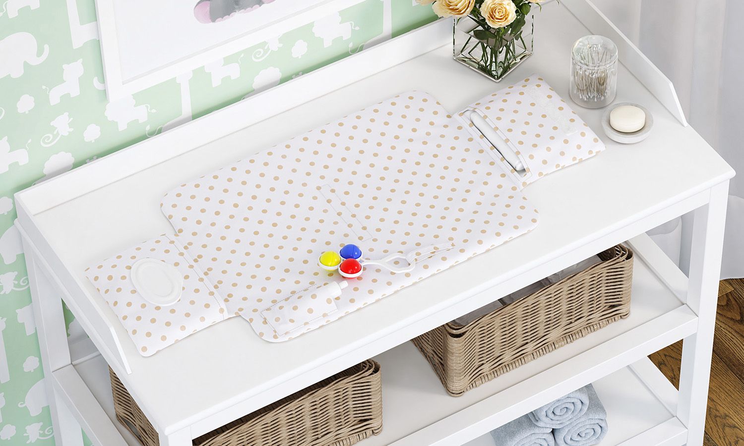 Trocador de Fraldas Portátil com Bolsos Amiguinhos Safári 85x40cm