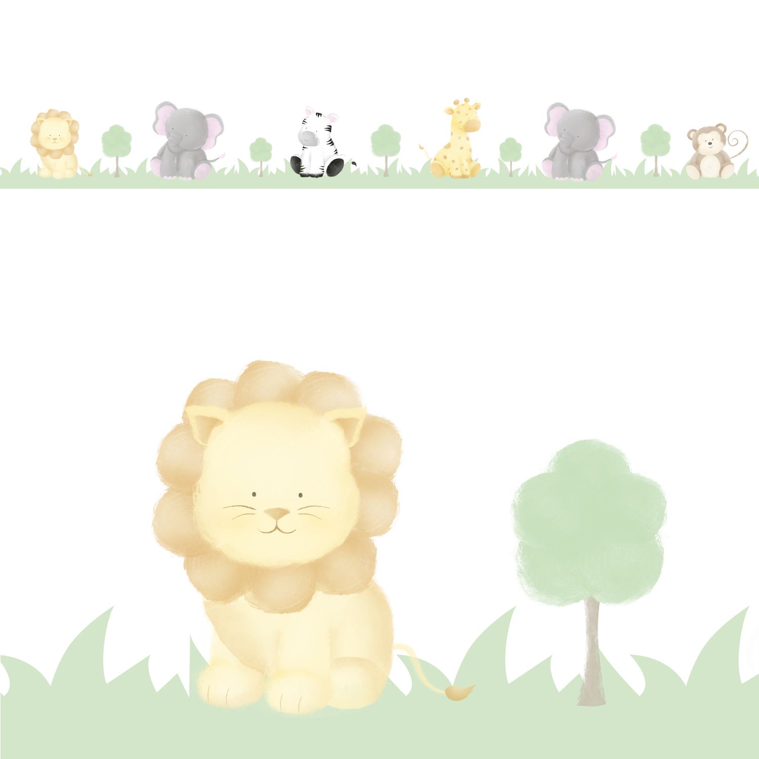 Faixa Adesiva de Parede Amiguinhos Safári