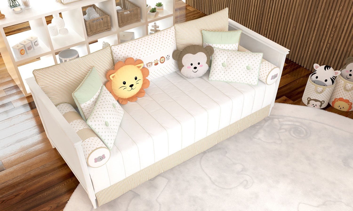 Kit Cama Babá Amiguinhos Safári