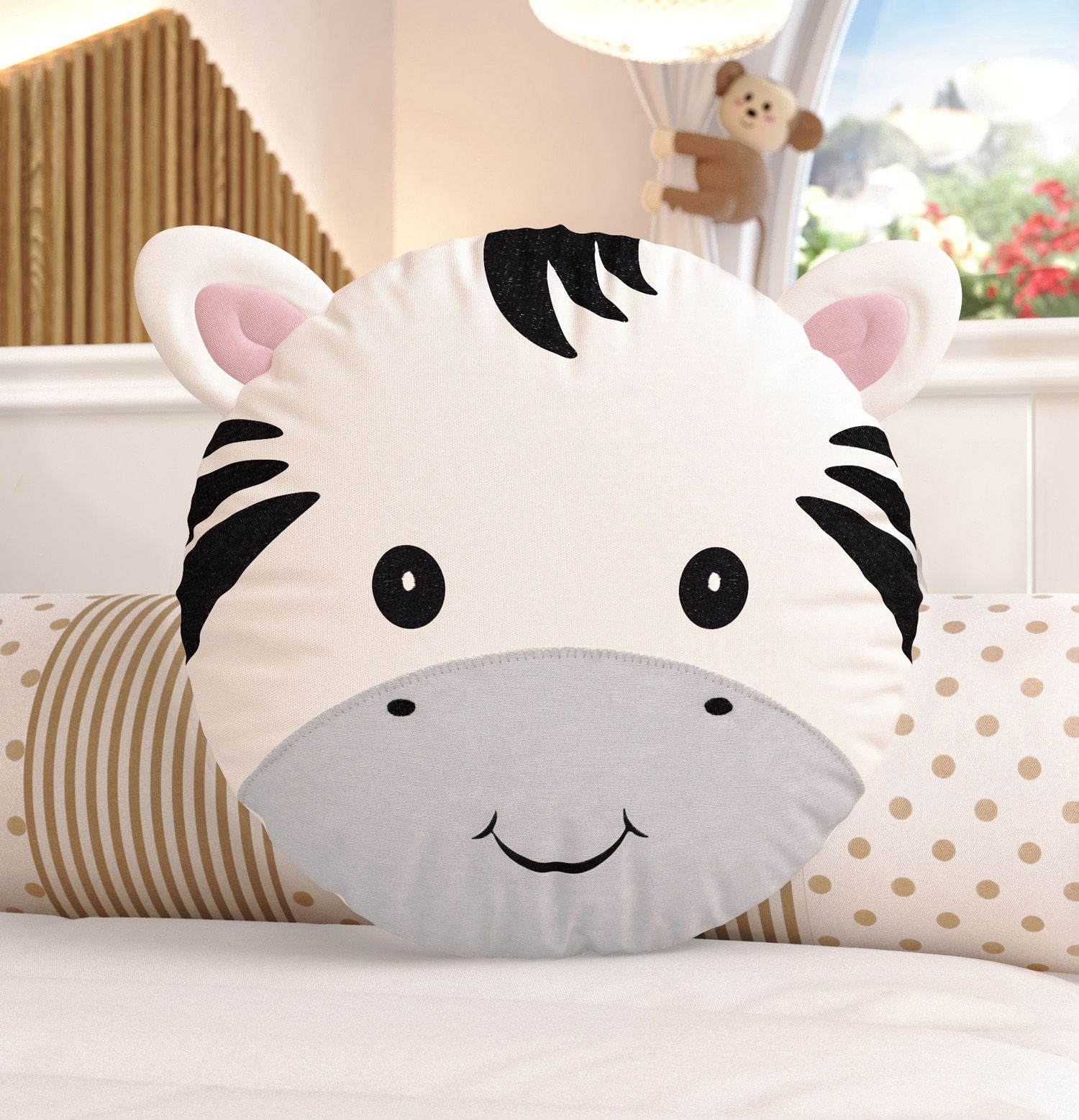 Almofada Redonda Amiguinha Zebra 30cm