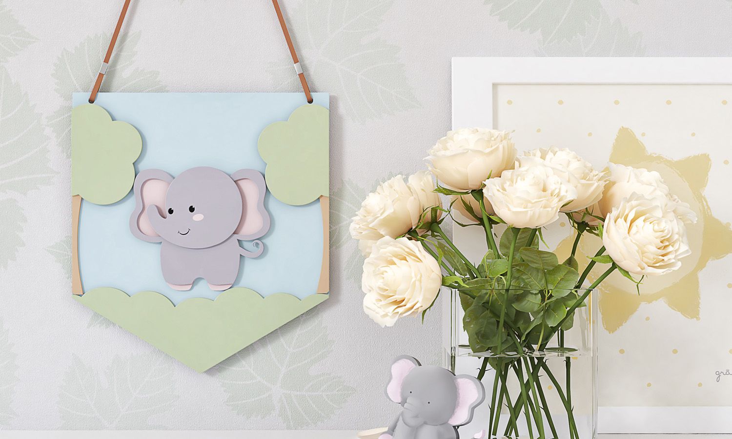 Flâmula MDF Amiguinha Elefante