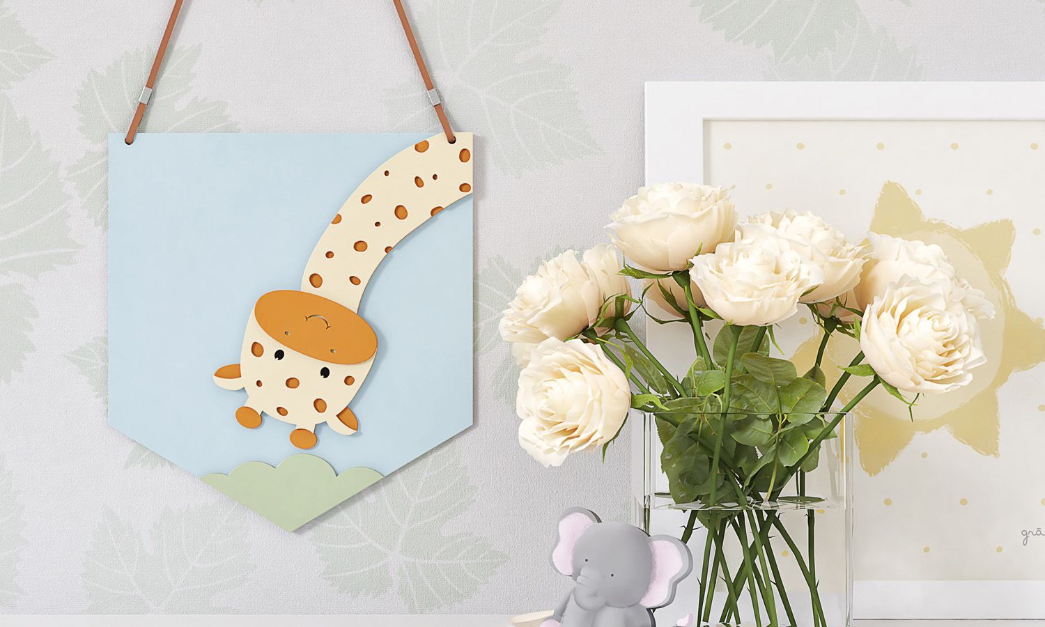 Flâmula MDF Amiguinha Girafa Rosa