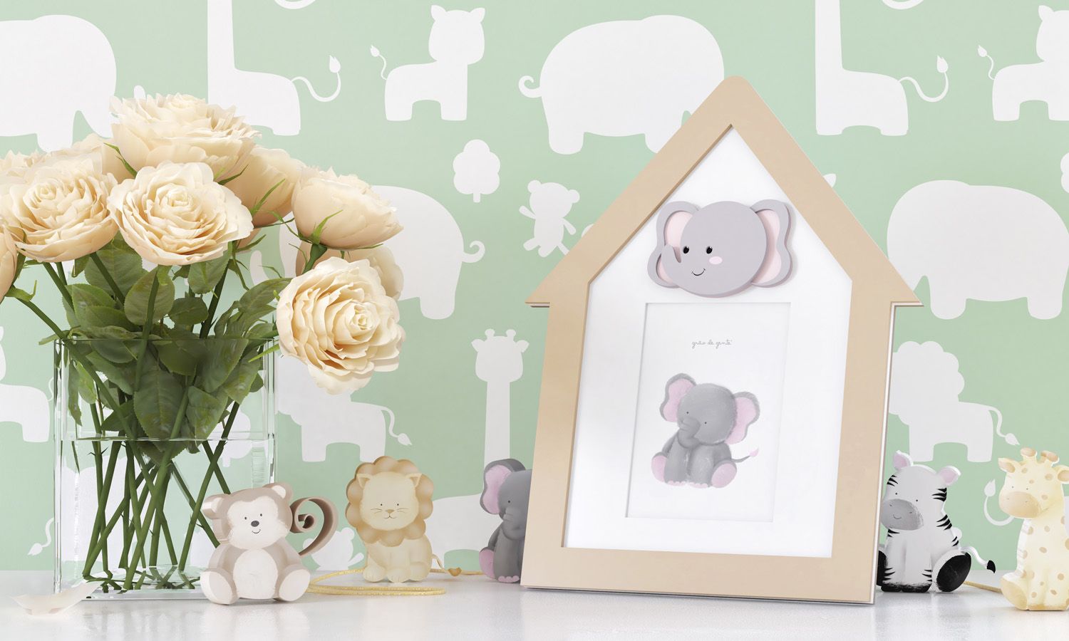 Porta Retrato MDF Amiguinho Elefante 10cm x 15cm