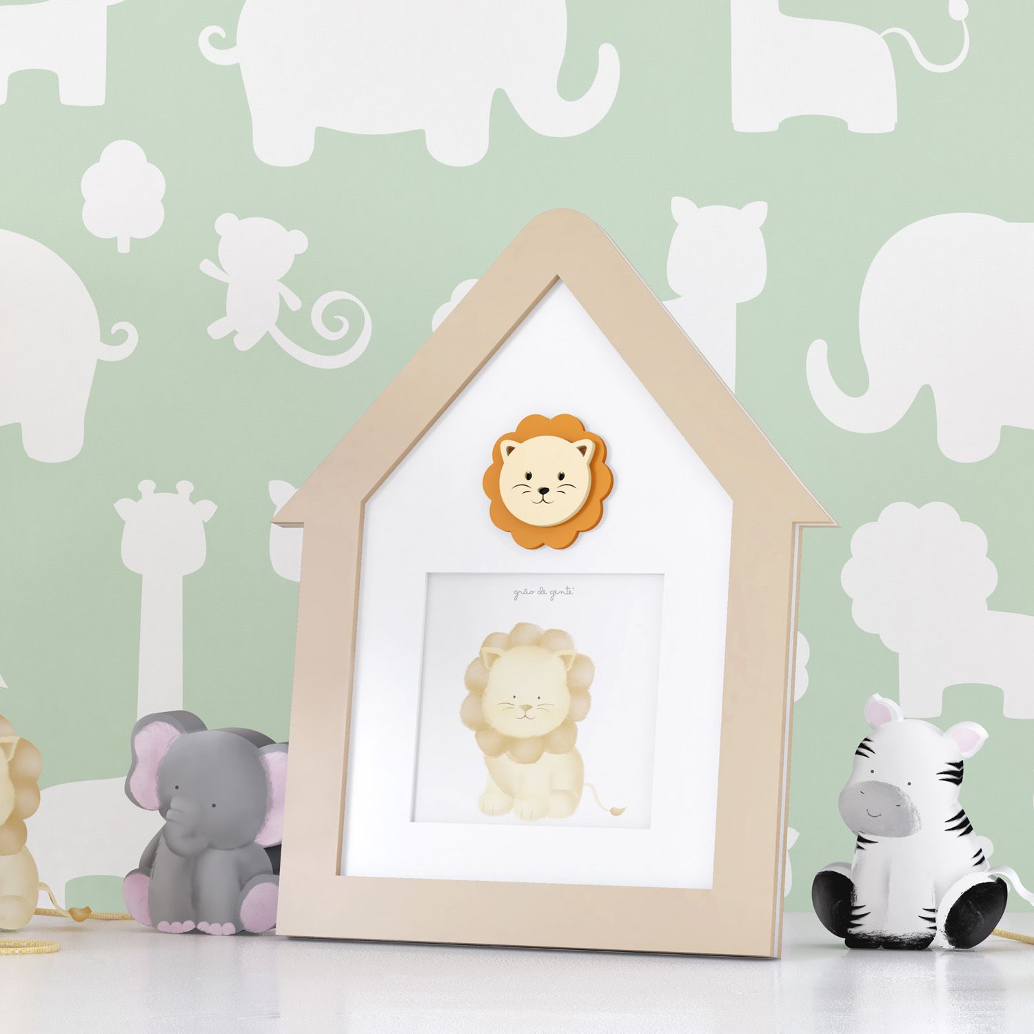 Porta Retrato MDF Amiguinho Leão 9cm x 9cm
