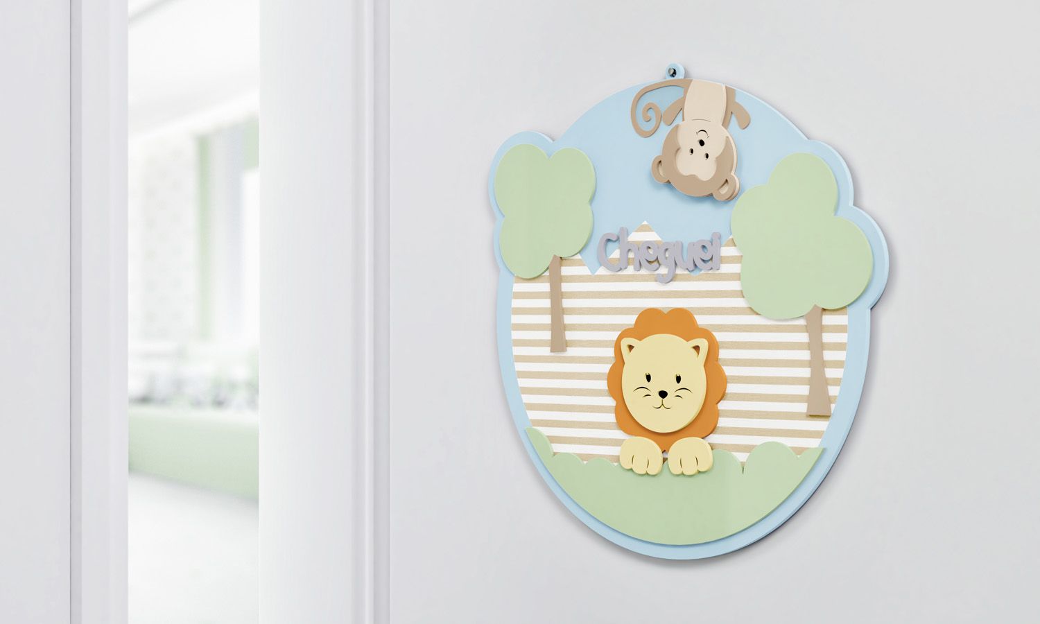 Porta Maternidade Cheguei Amiguinhos Safári