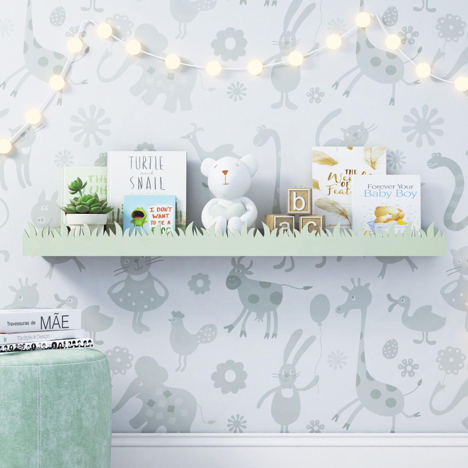 Prateleira para Livros Safári Verde 92cm x 20cm