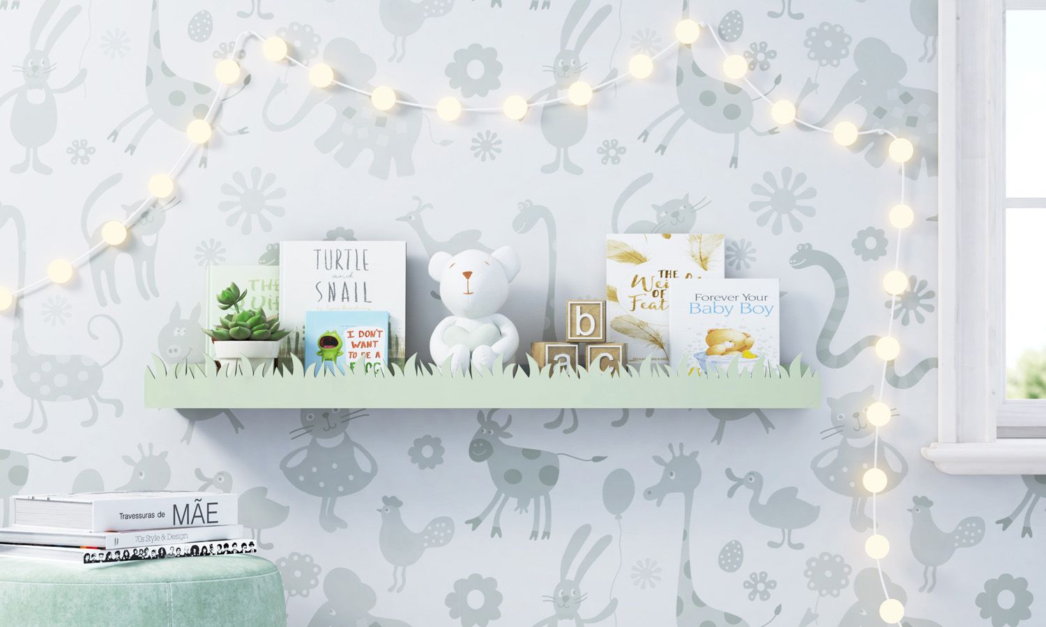 Prateleira para Livros Safári Verde 92cm x 20cm