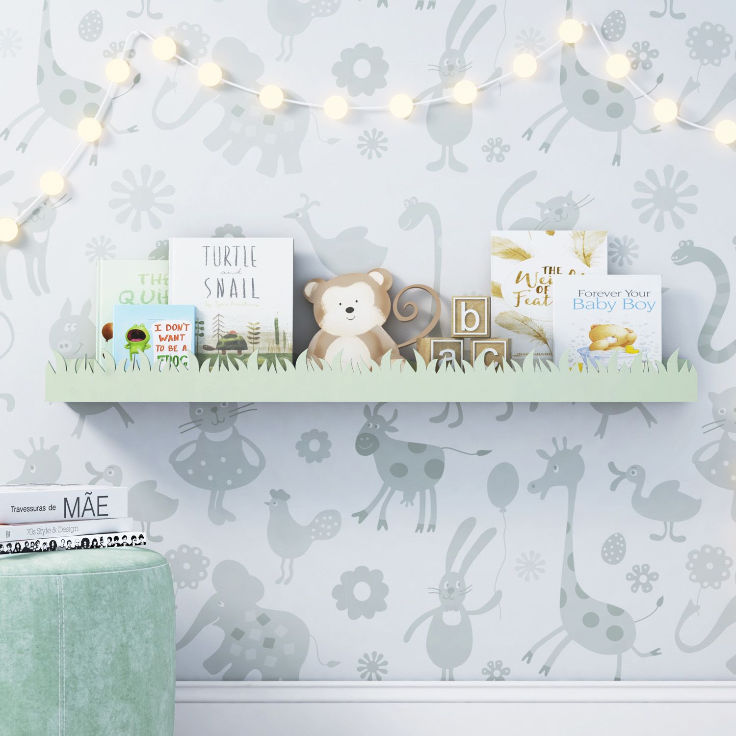 Prateleira para Livros Safári Verde 92cm x 20cm