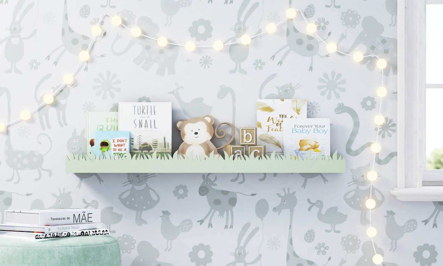 Prateleira para Livros Safári Verde 92cm x 20cm