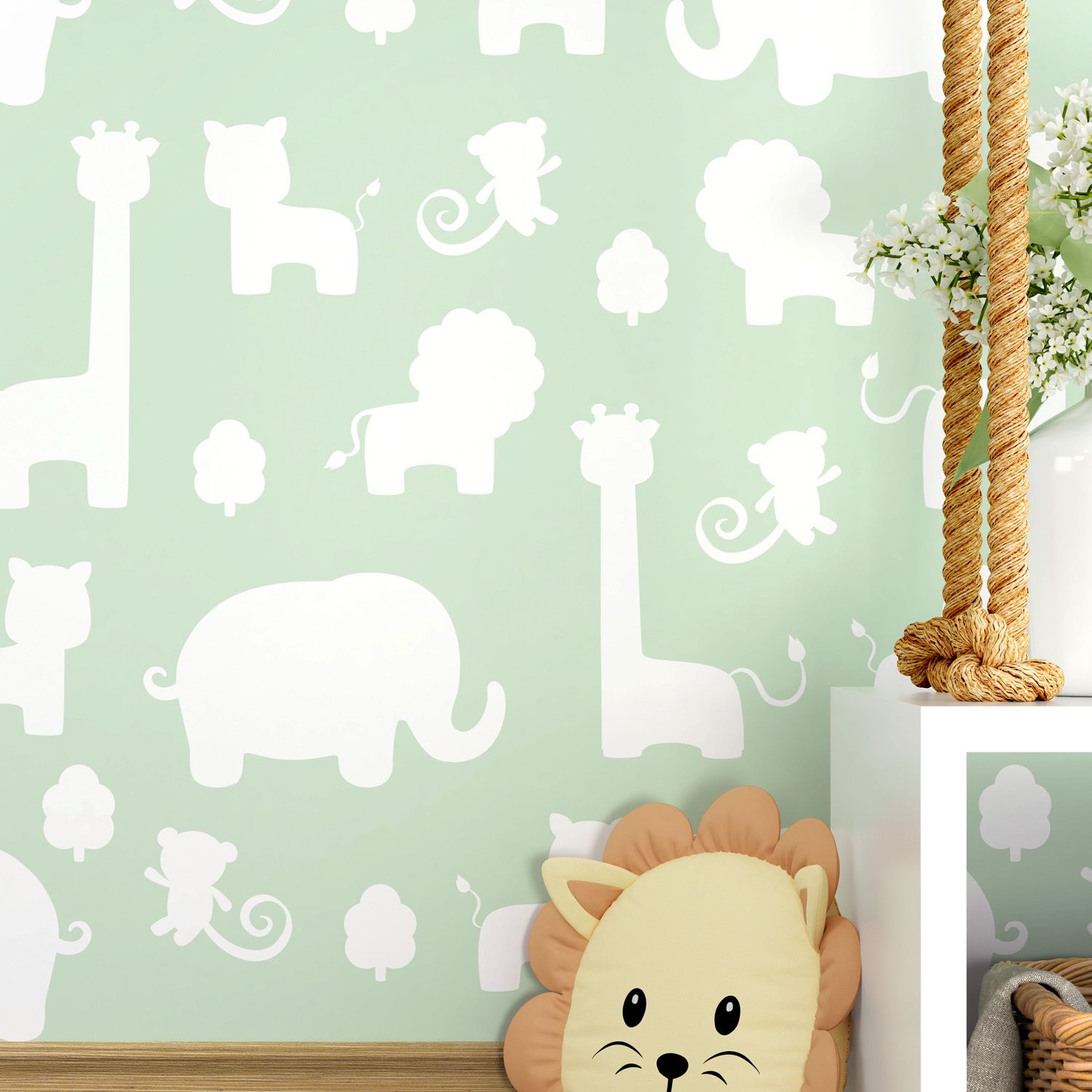 Papel de Parede Amiguinhos Safári Verde 3m